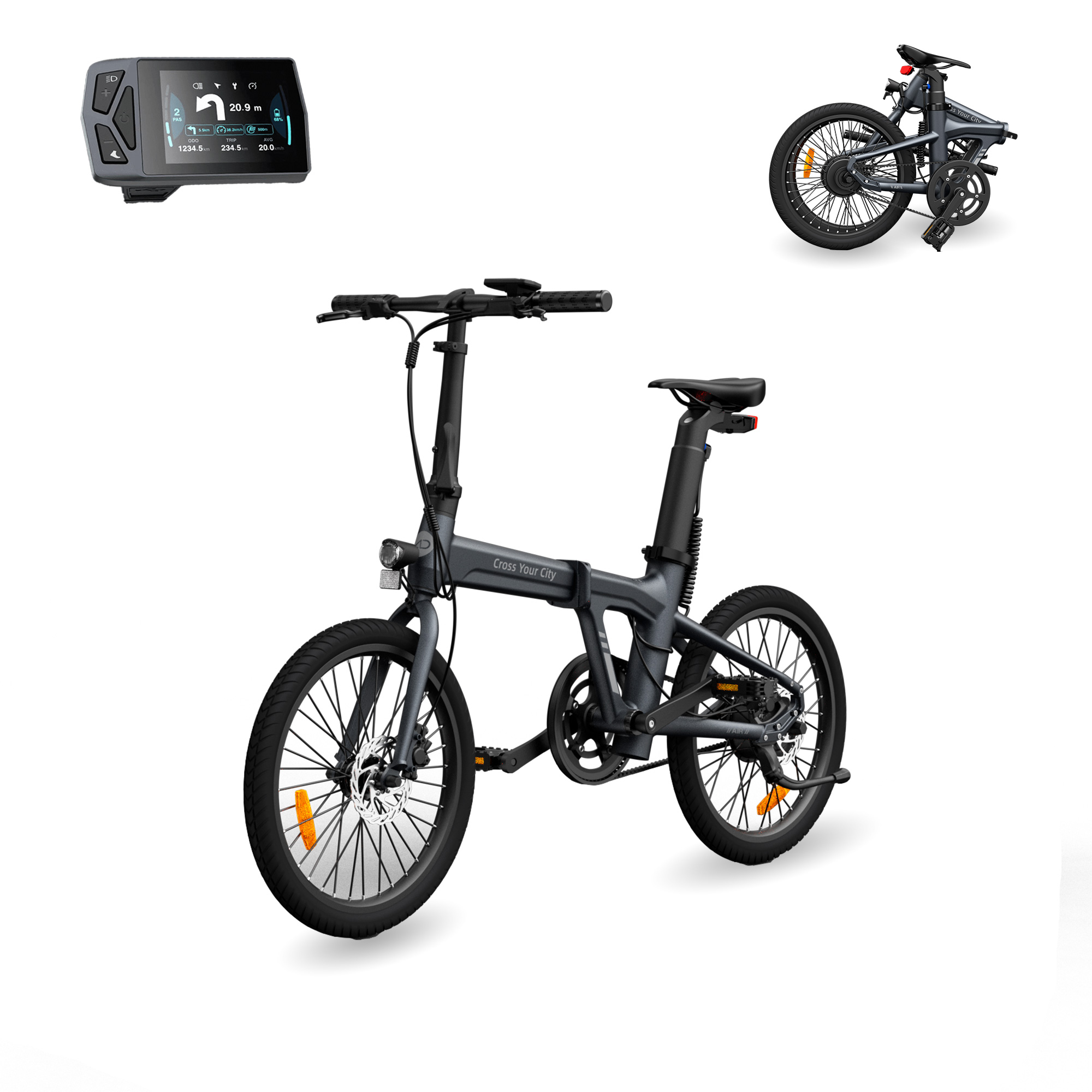 Bicicleta Elétrica Dobrável Ado A20 Air Cinza - Autonomia até 100km | Sport Zone MKP