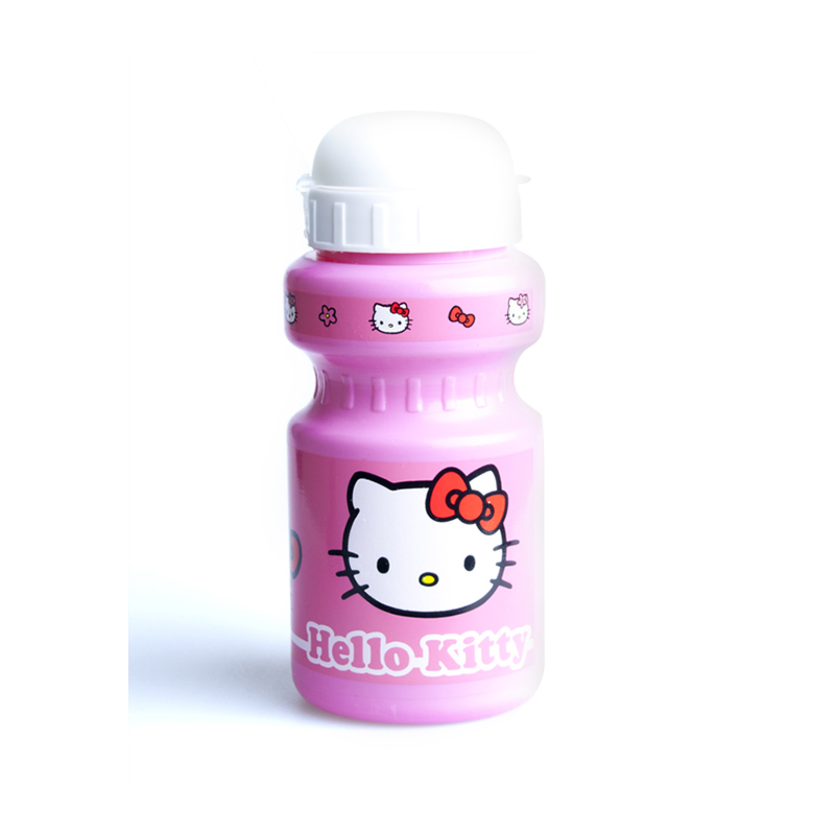 Bidón Hello Kitty Con Soporte Rosa Tapa Blanca 300 Ml