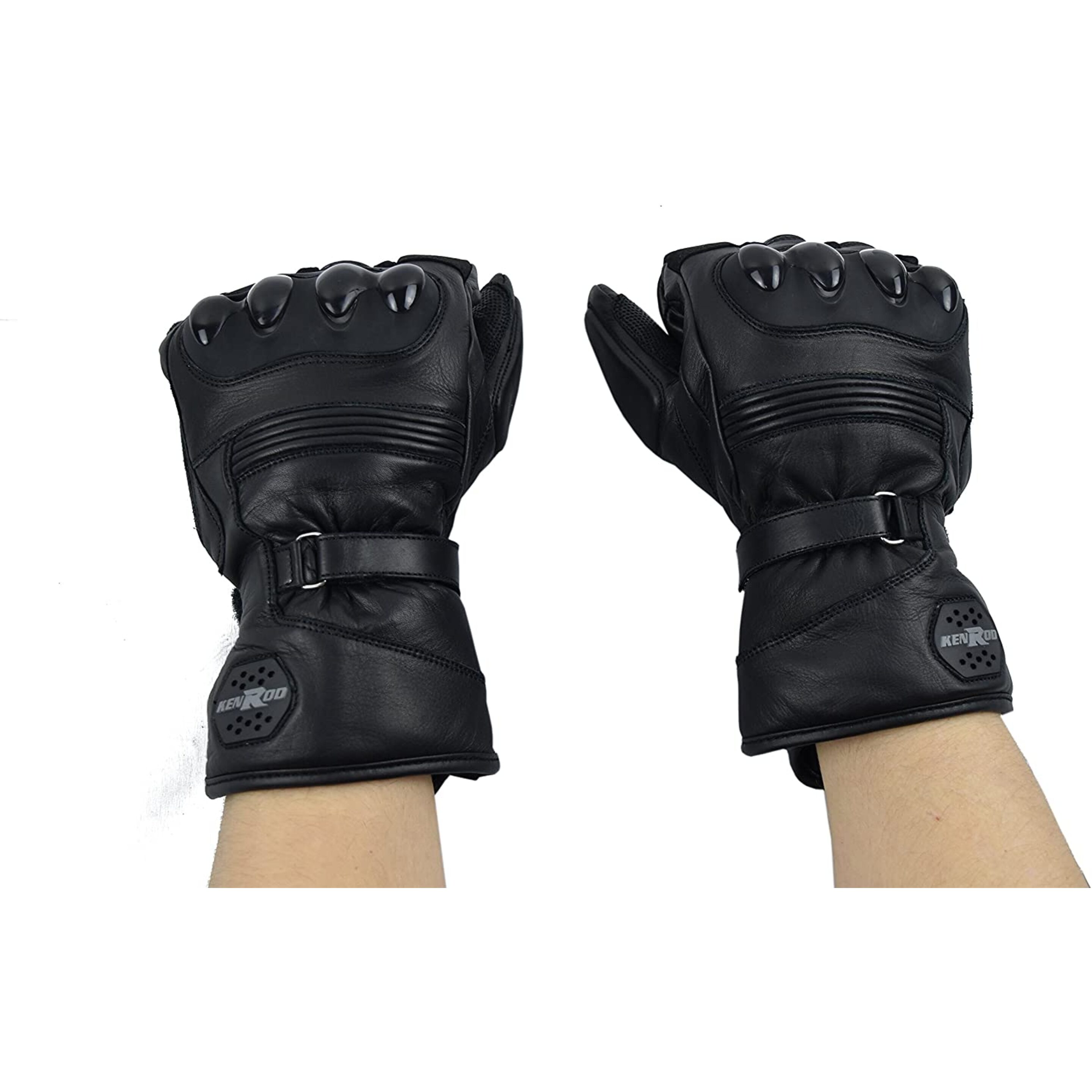 Kenrod Guantes Piel Para Motocicleta Con Protecciones Guantes Para Motorista Color Negro Talla Xxl