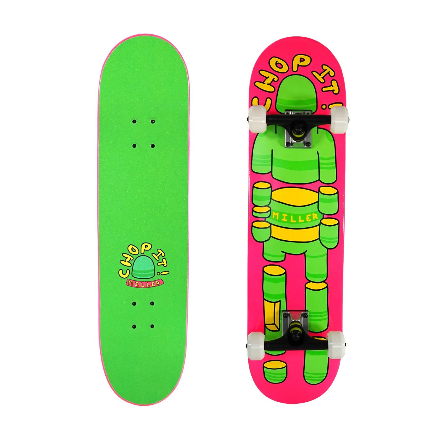 Skateboard Completo Miller Chop It Arce 31,75"x8" Abec7 Ruedas Creek Shr - verde-fluor - 