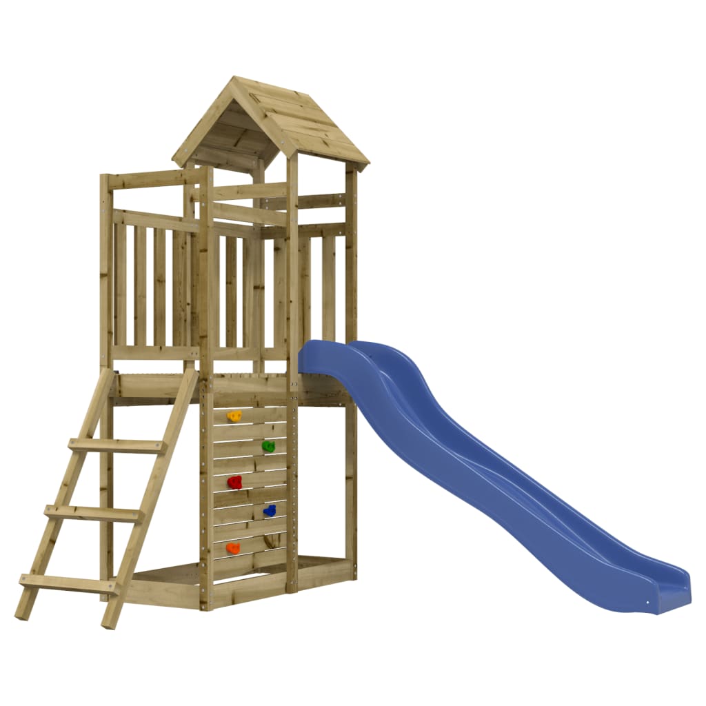 Torre De Juegos Con Muro De Escalada Y Tobogán Ondulado Vidaxl - Parque Infantil De Exterior  MKP