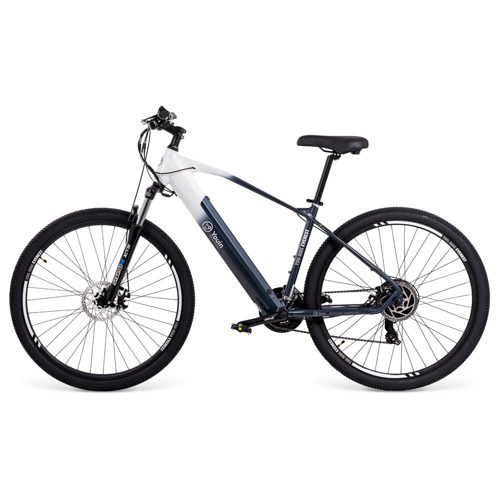 Youin Everest, Bicicleta Montaña Eléctrica, Aluminio, Batería Lg, 21 Vel Shimano - blanco-negro - 