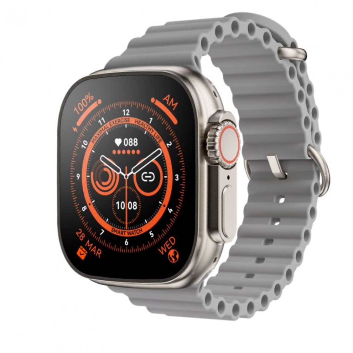 Reloj Inteligente Smartwatch Smartek Sw-ult8 Unisex, Bluetooth, Llamadas, Carga Inalámbrica - gris - 