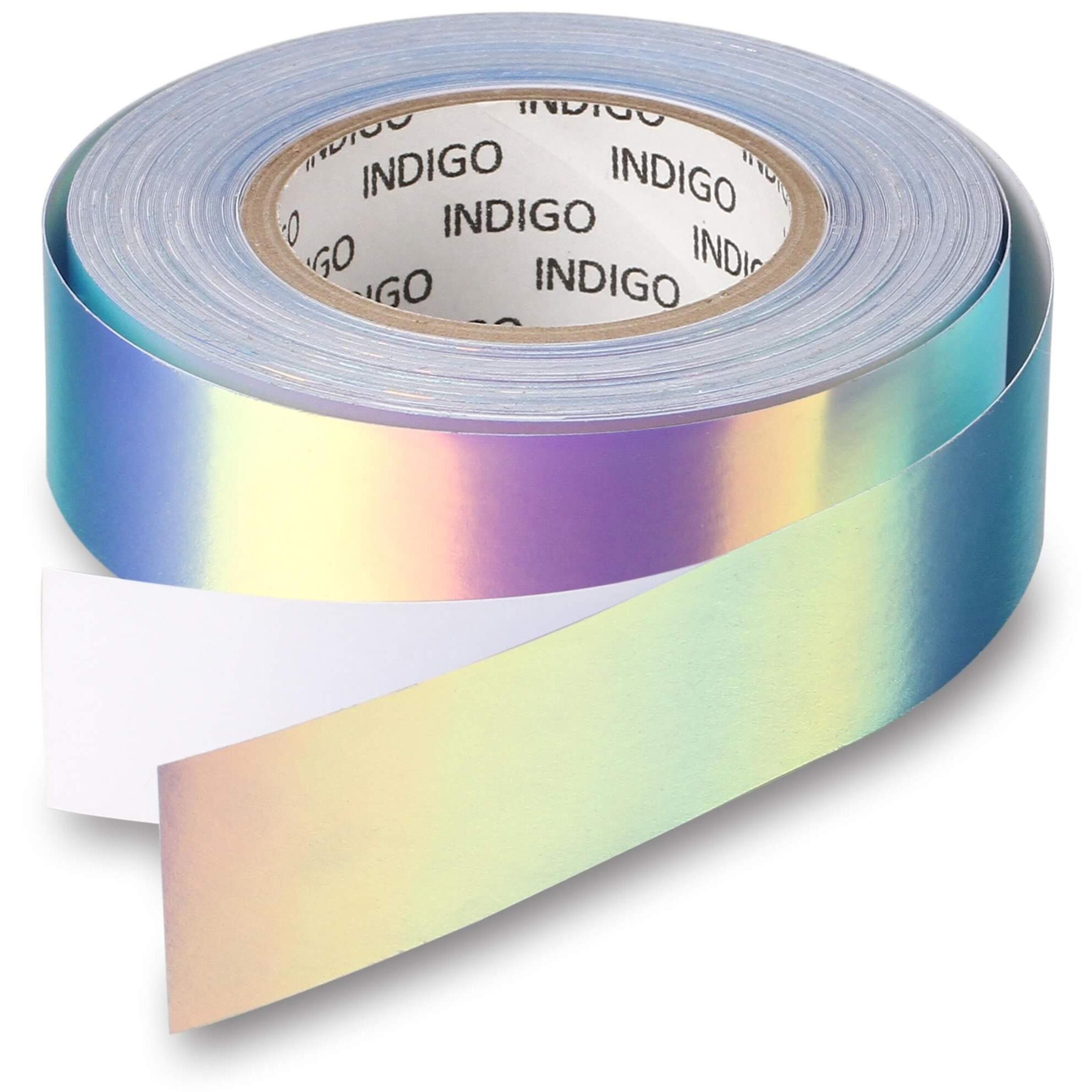 Rollo Adhesivo Con Efecto Espejo Rainbow Indigo 20mm*14m - Blanco/Púrpura  MKP