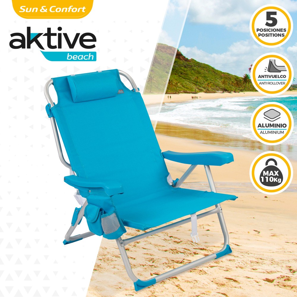 Cadeira De Praia Mochila Com Bolsa Térmica Aktive