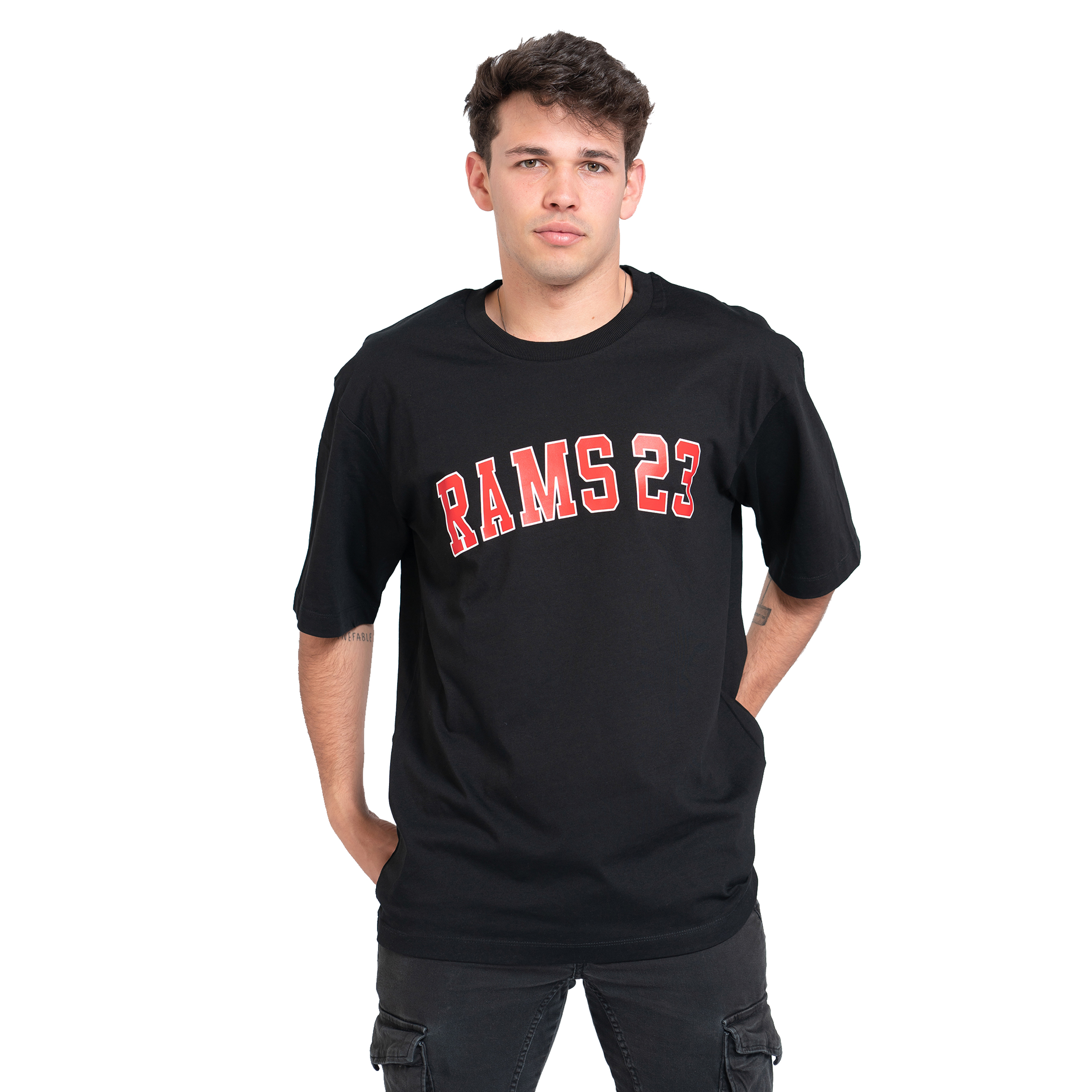 Camiseta Oversize Rams 23 University Black - Rojo  MKP