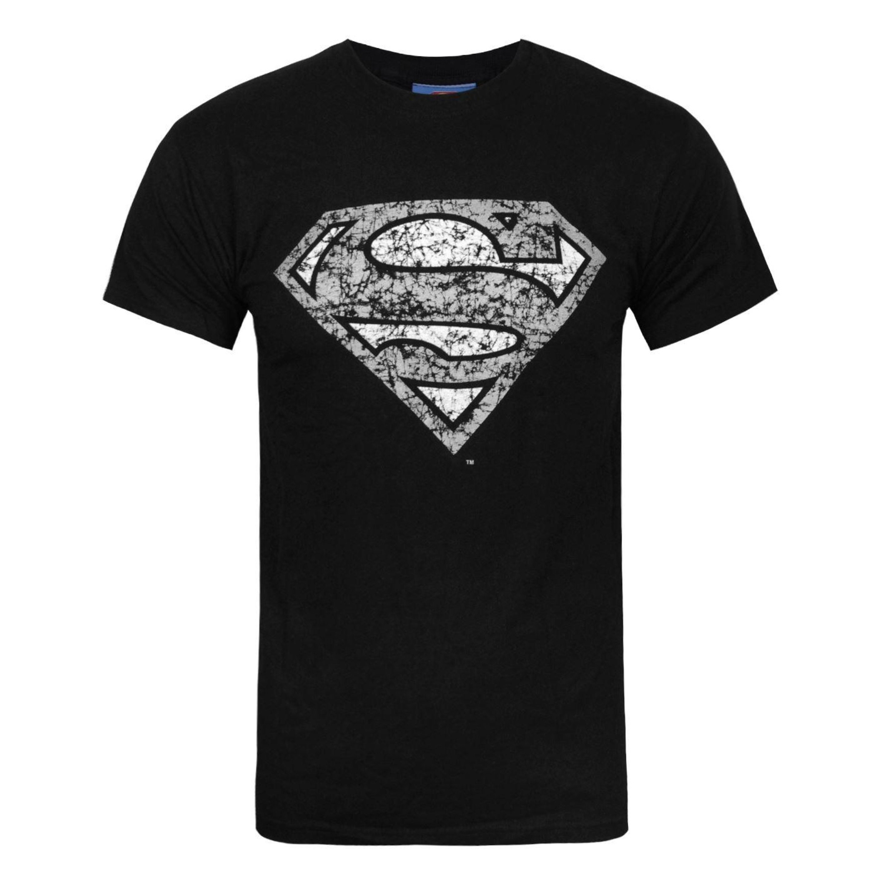 Camiseta Oficial Con Logo Plateado Y Efecto Desgastado Superman