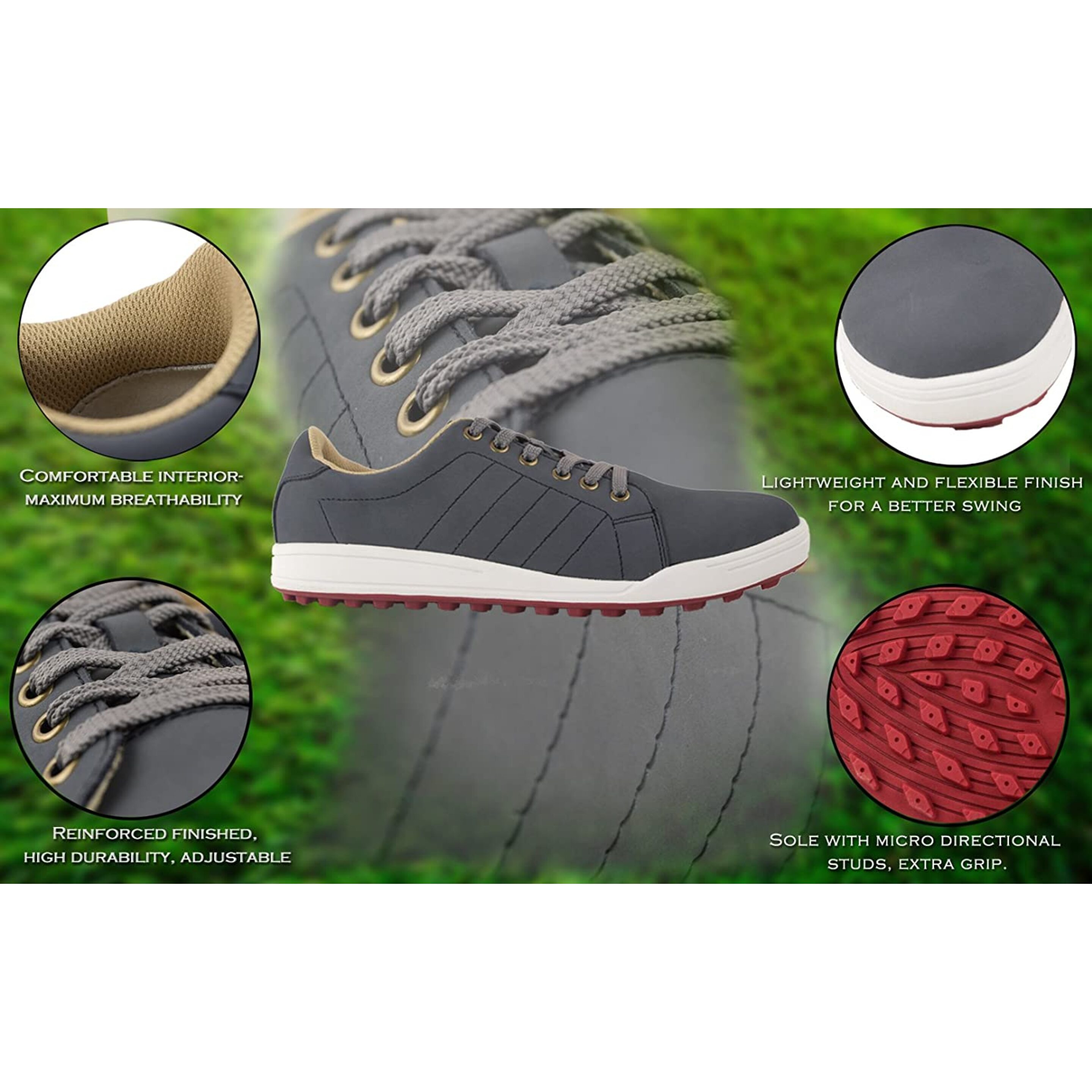 Zerimar Zapatos De Golf Hombre | Deportivas Para Hombre | Zapatos Hombre Golf | Zapato Golf Piel