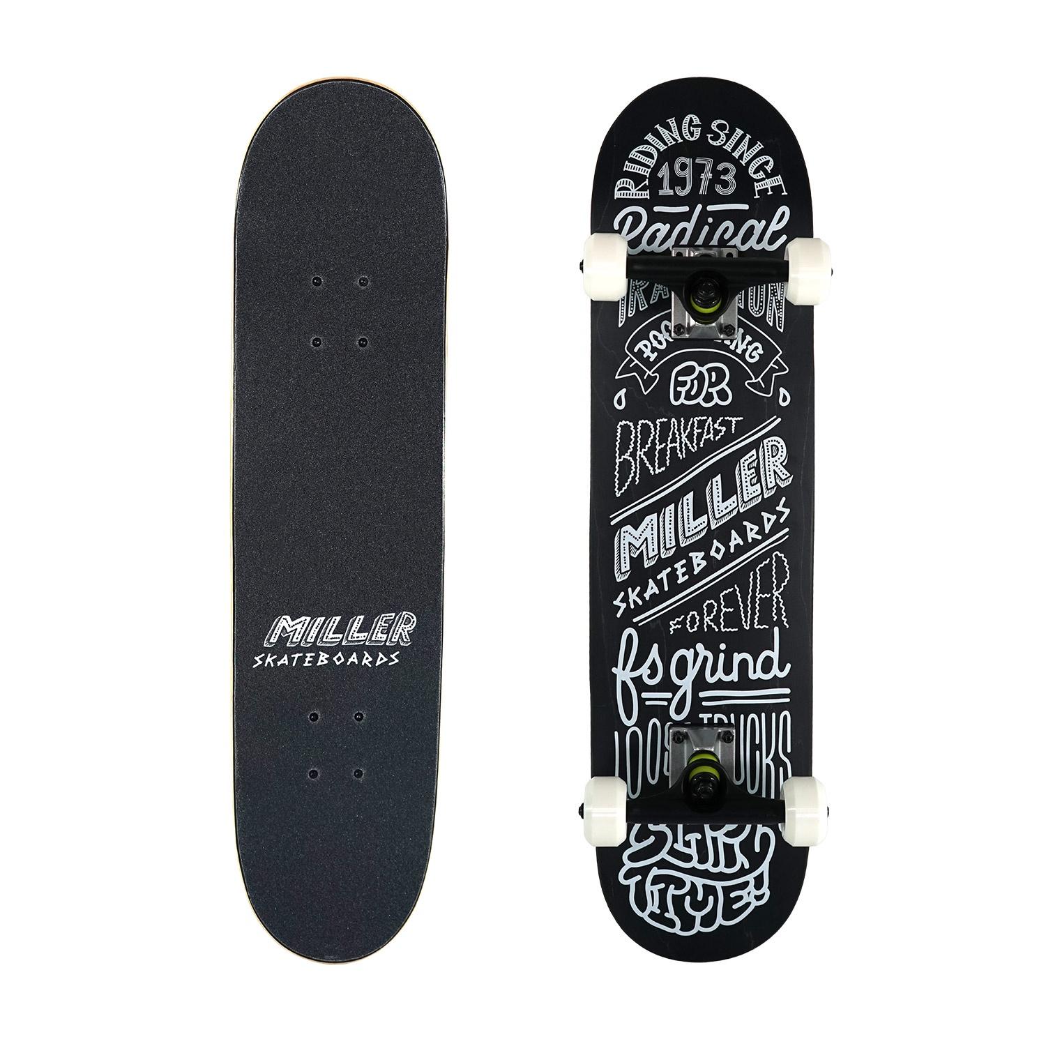 Skateboard Completo Miller Chalkboard Arce 30,5"x7,5" Abec7 Ruedascreekshr - negro - 