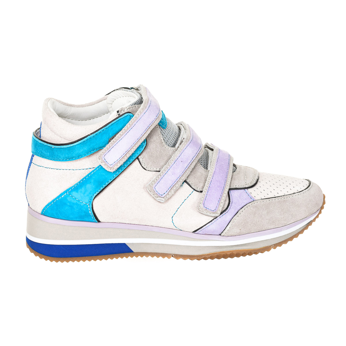 Sneaker Abotinado Cuña De Piel D3221a-00021 Mujer D3221a-00021 - blanco-azul - 