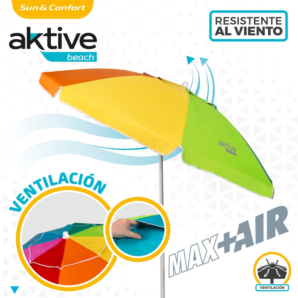 Sombrilla Playa 200 Cm Techo De Ventilación + Protección Uv50 Aktive Beach