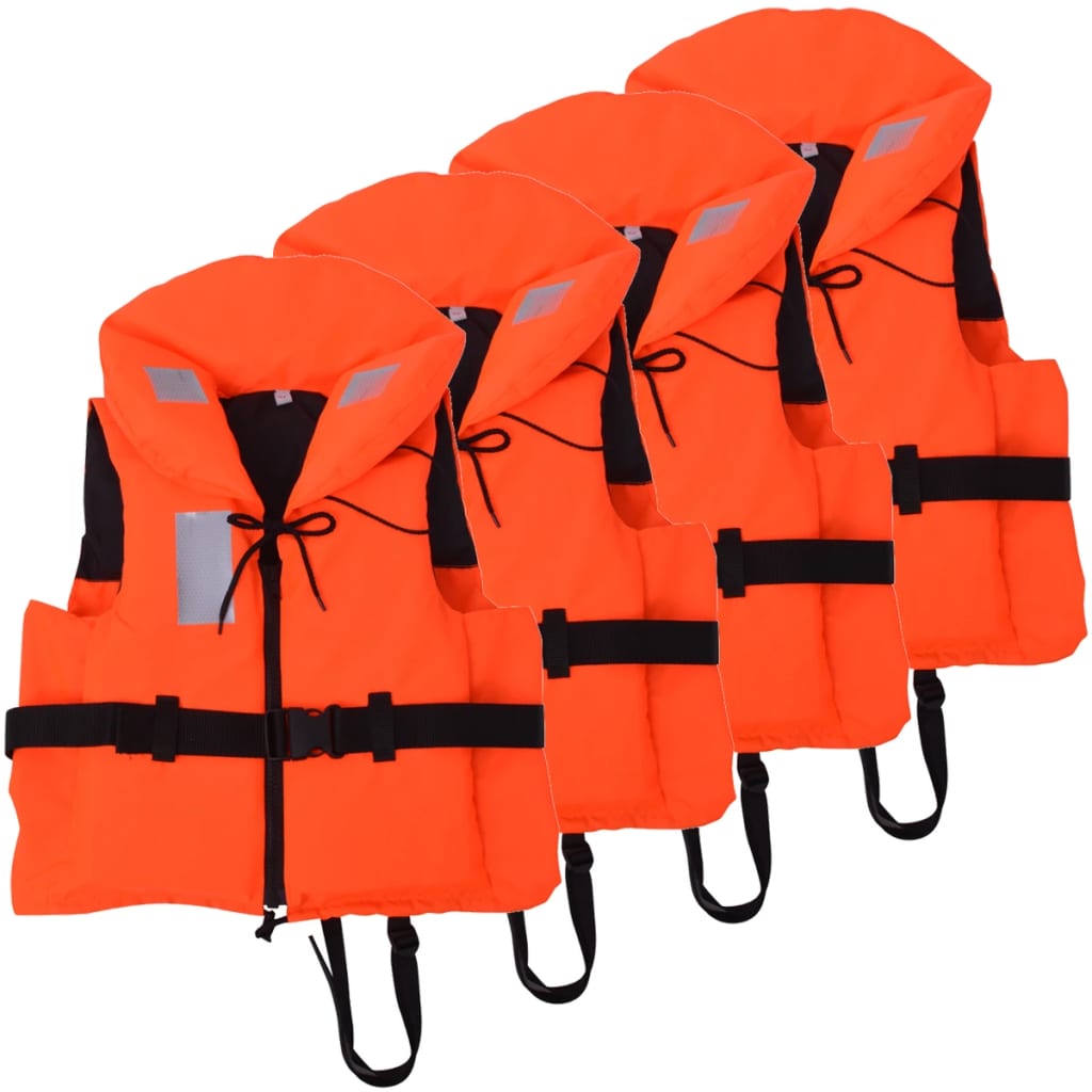 Chalecos De Ayuda A La Flotación Vidaxl 4 Unidades 100 N 90+ Kg - naranja - 