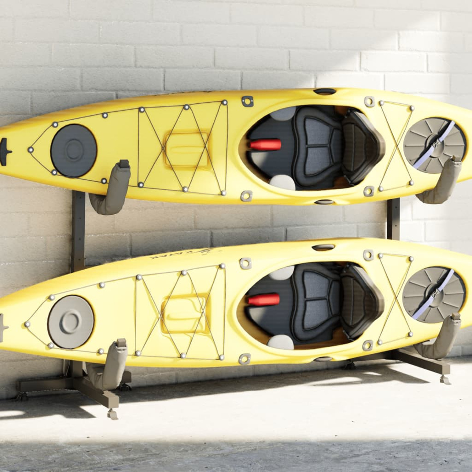 Soporte Para 2 Kayaks Acero Vidaxl 250x57x127,5 Cm - Estante De Almacenamiento De Kayak  MKP