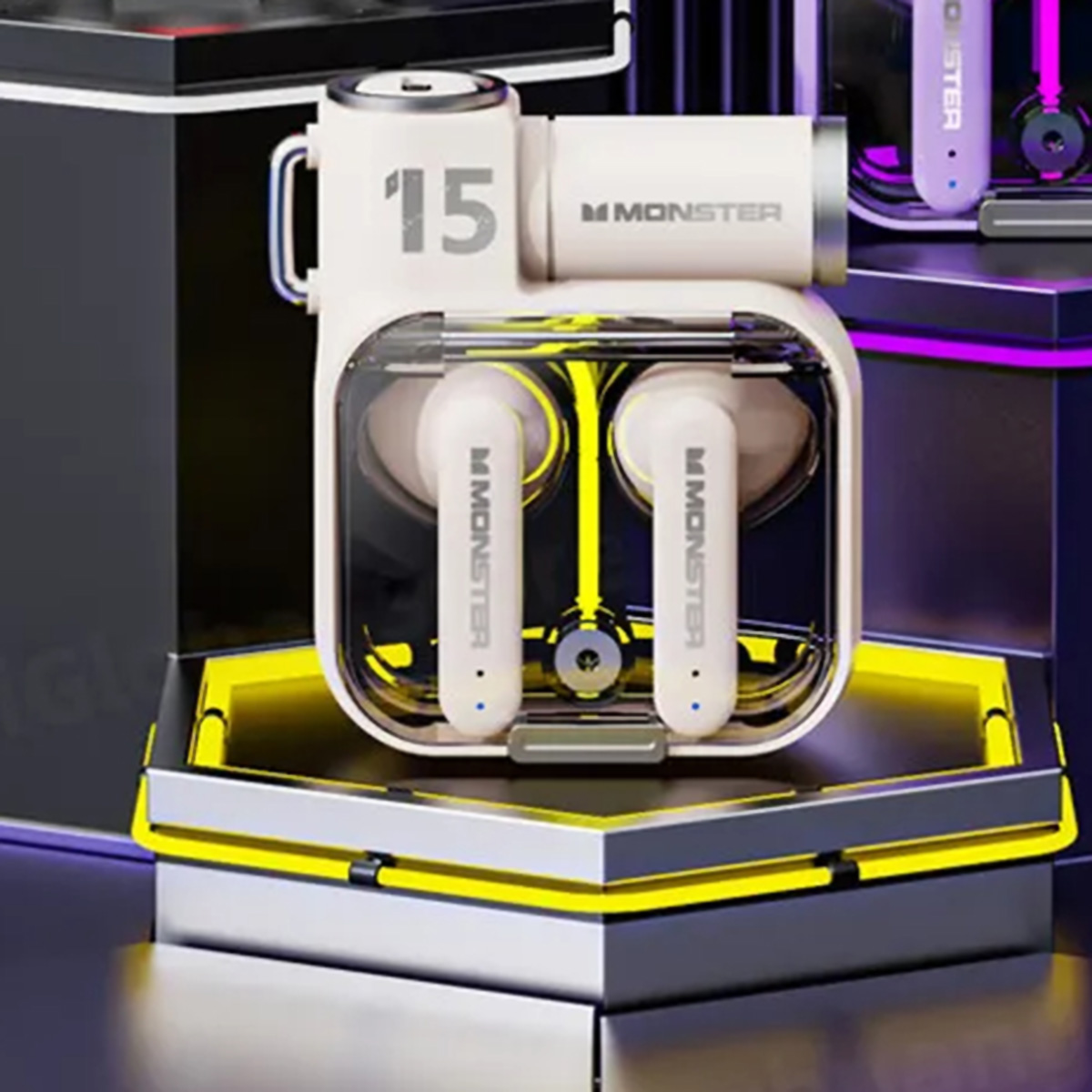 Auriculares Bluetooth Inalámbricos 5.3 Klack Airmars Xkt15 Especial Para Jogos, Design Exclusivo, Baixa Latência - Bege