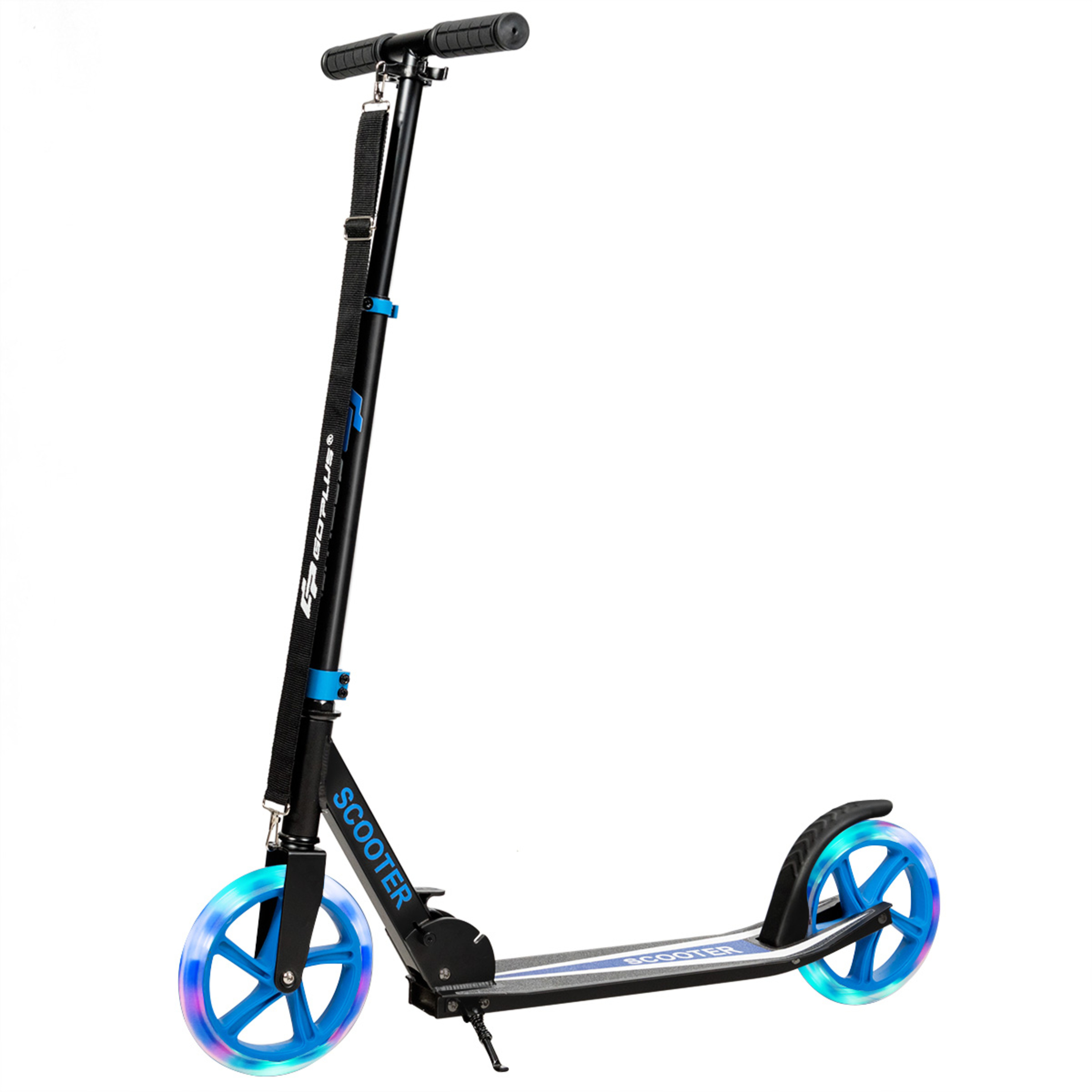 Scooter Plegable Altura Ajustable Carga Hasta 100kg  Con 2 Ruedas Luminosas Costway