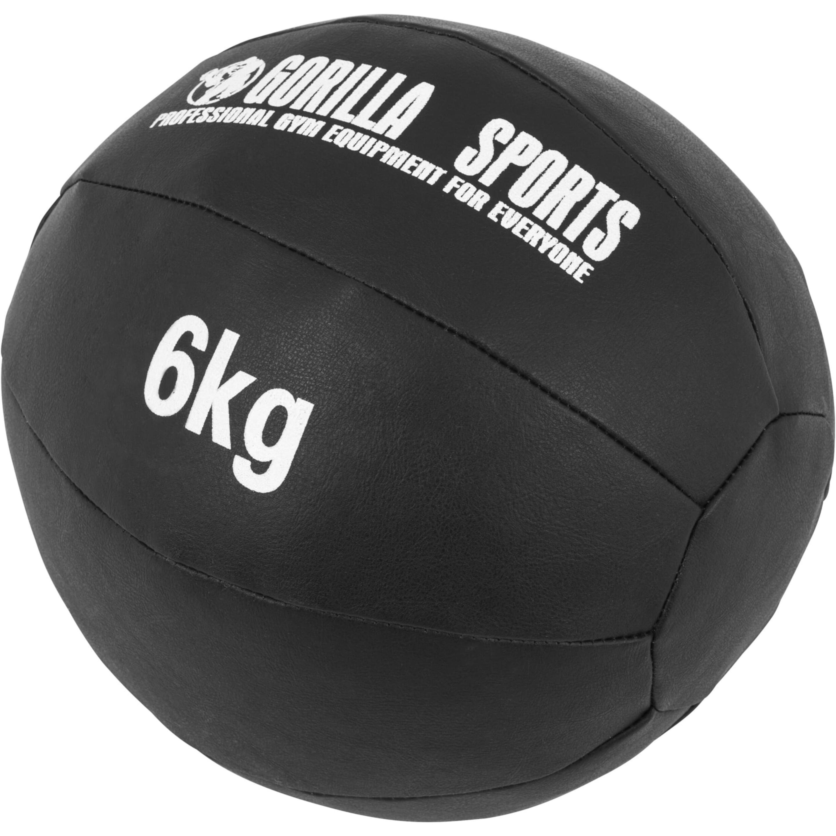 Balón Medicinal De Cuero 6 Kg Gorilla Sports - Negro  MKP