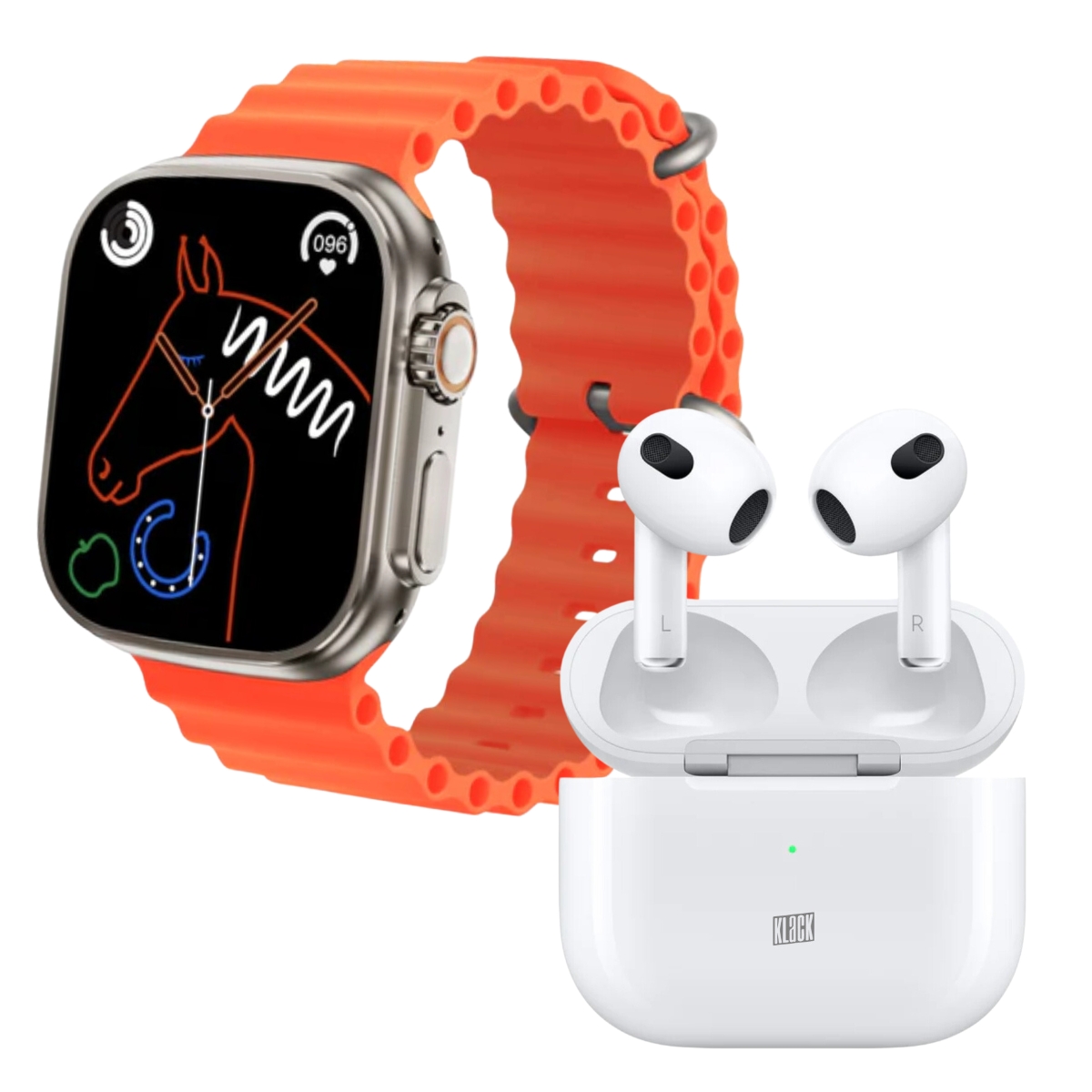 Klack® S8ultra Orange Smartwatch® Sport Pack E Auscultadores Klack® Pro 6s Bluetooth - naranja - 