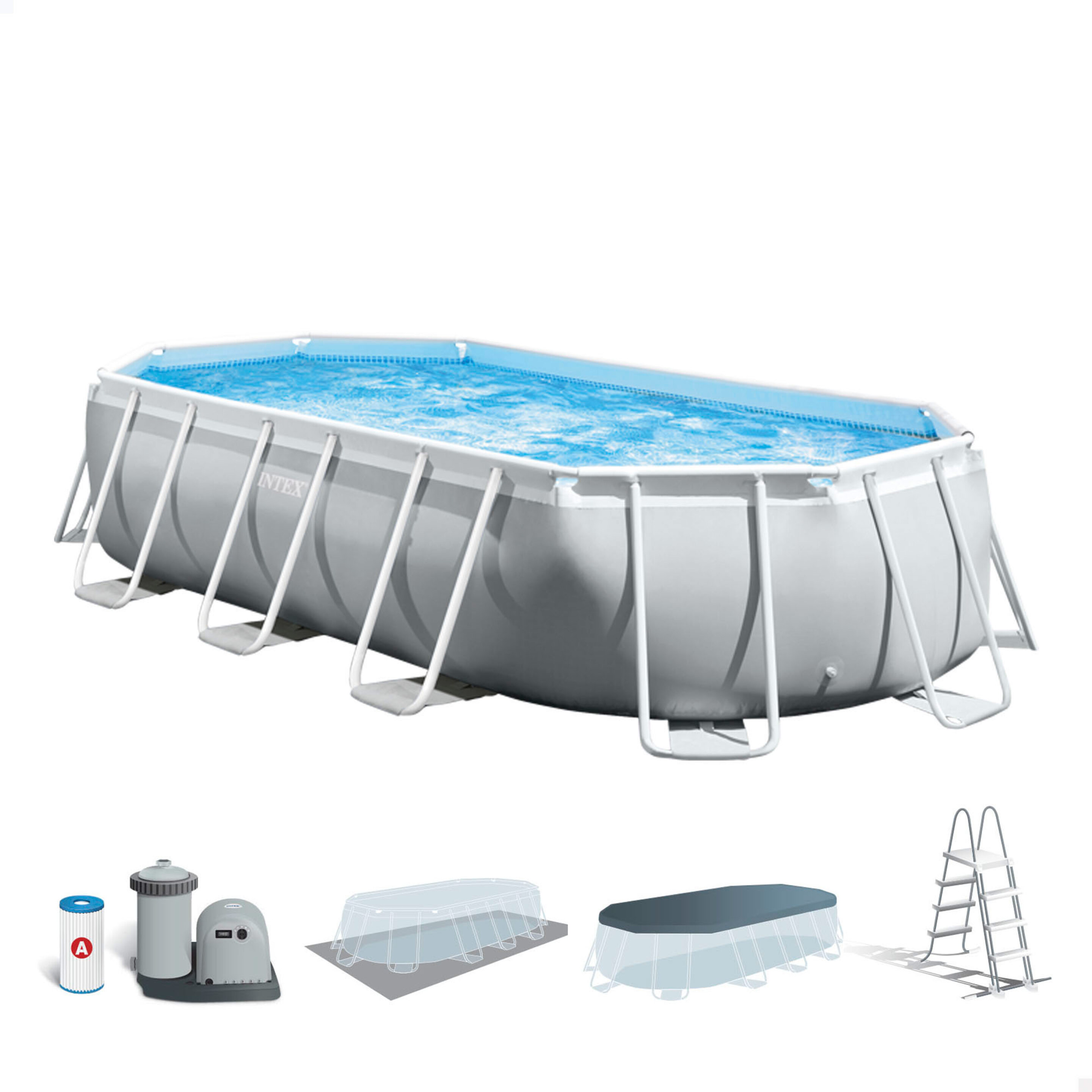 Piscina Desmontável Oval Prisma Frame Intex 503x274x122 Cm Com Bomba