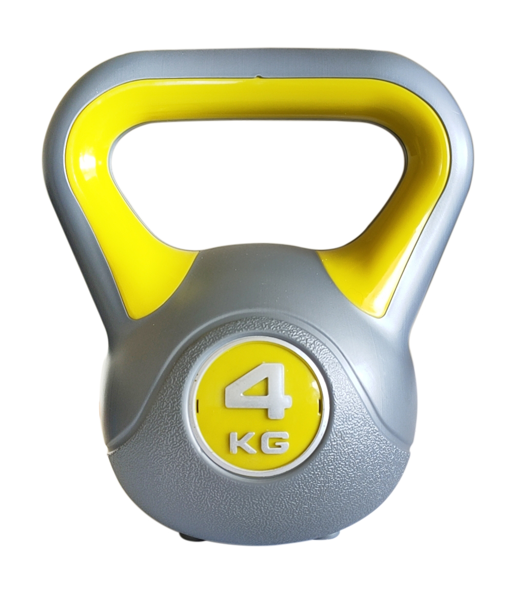 Kettlebell  Vinilo 4kg  Vimas Sport - gris-amarillo - 