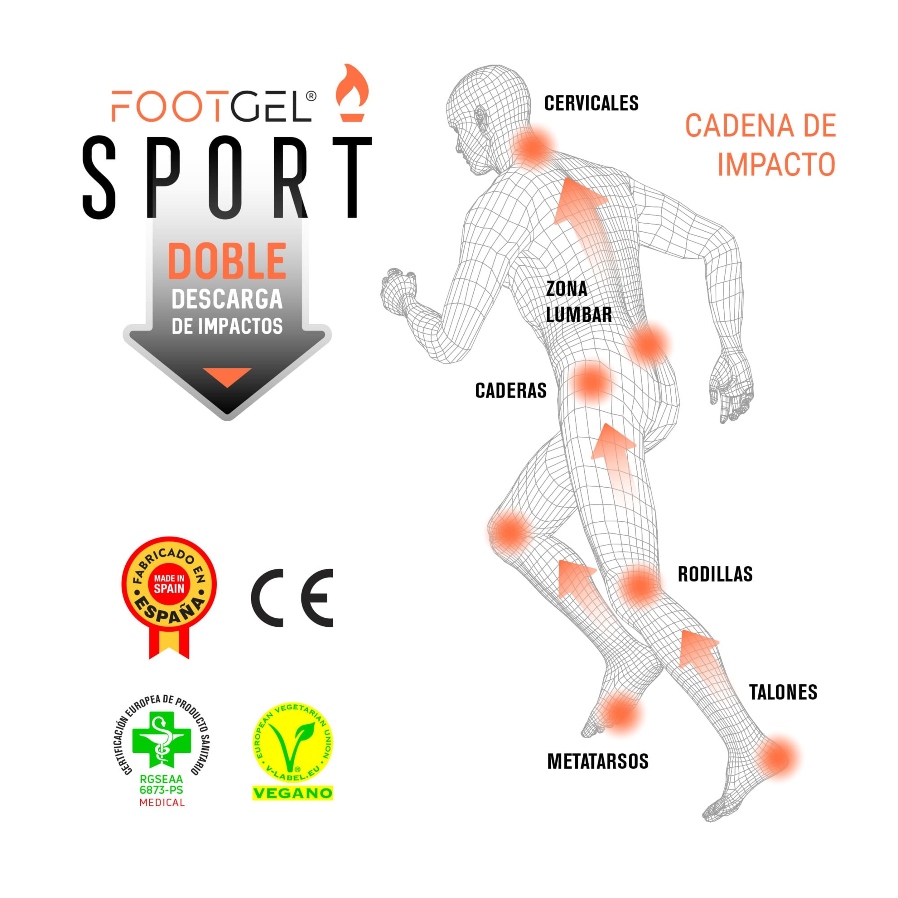Plantilla De Gel Footgel Sport - Naranja  MKP