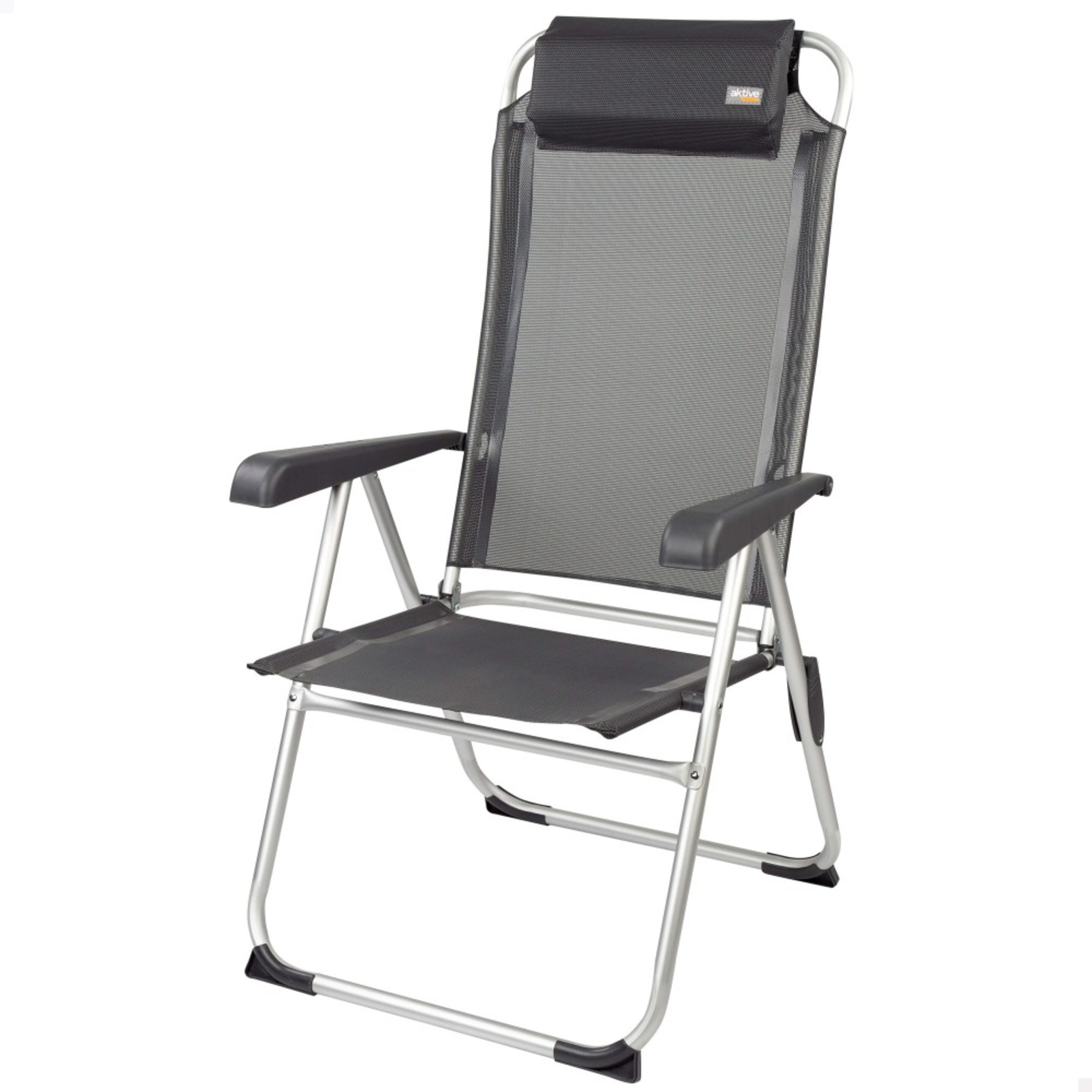Cadeira De Campismo Dobrável Multiposições Cinza Escuro C/almofada Aktive - negro - 