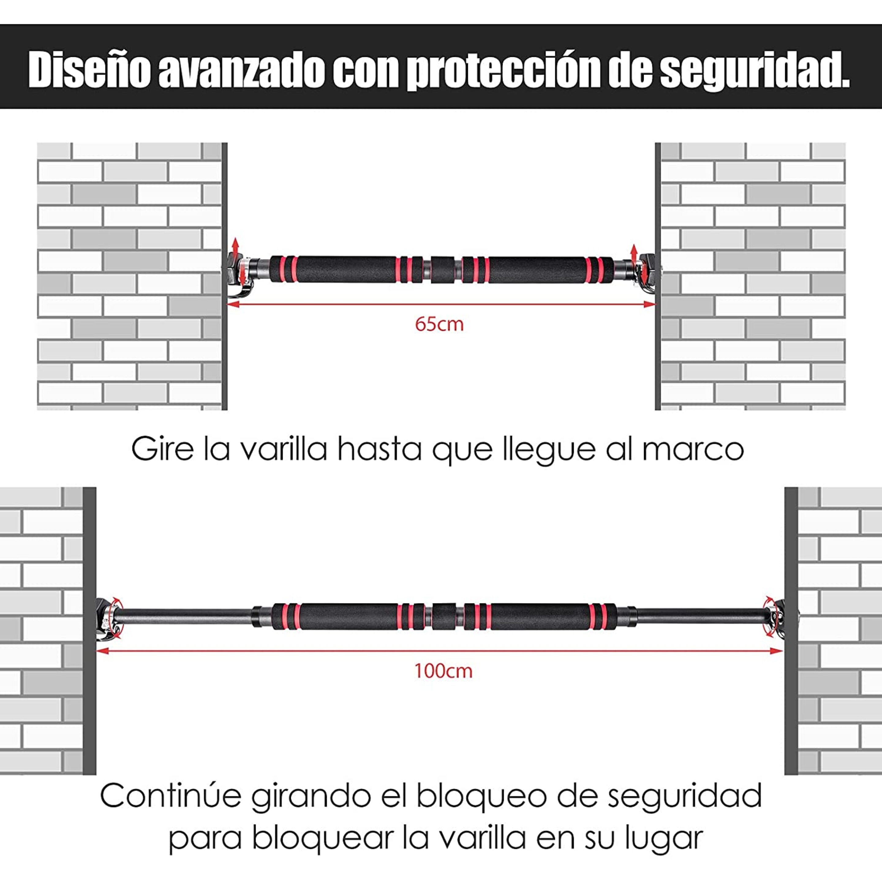 Barra Horizontal Para Flexiones Para Puerta Dominadas Costway - Negro/Rojo  MKP