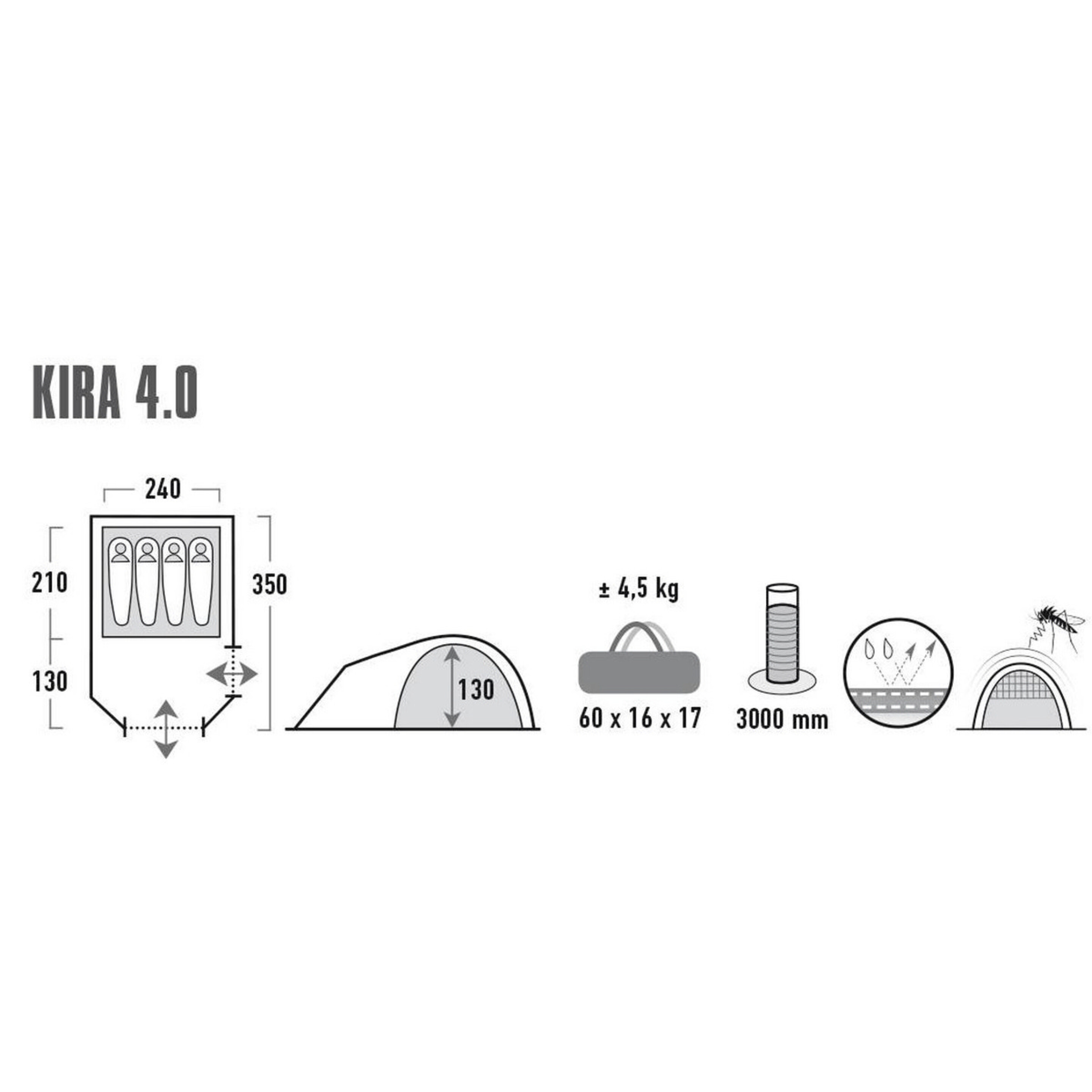 Tenda De Campismo Kira 4.0 High Peak - Cinzento | Sport Zone MKP