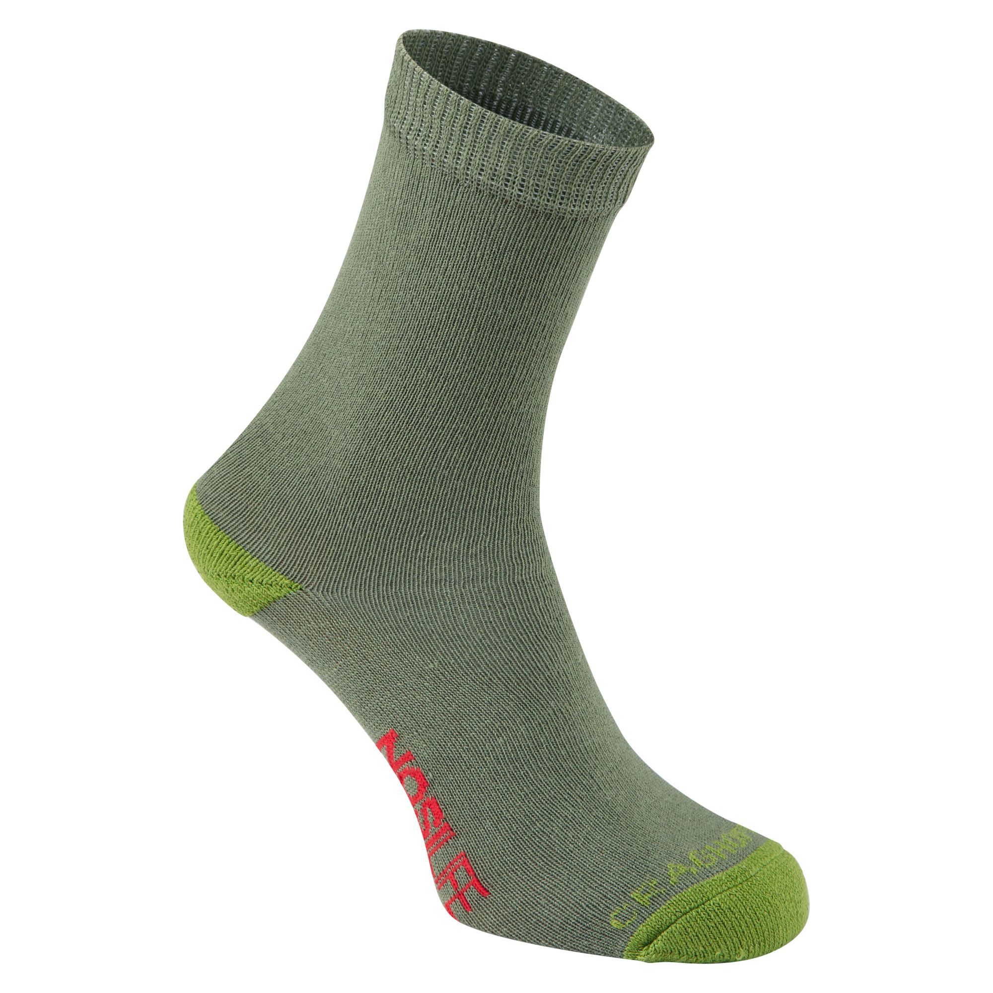 Craghoppers Nosilife Childrens/kids Twin Pack Socks (caqui Oscuro/lima) - verde-militar - 