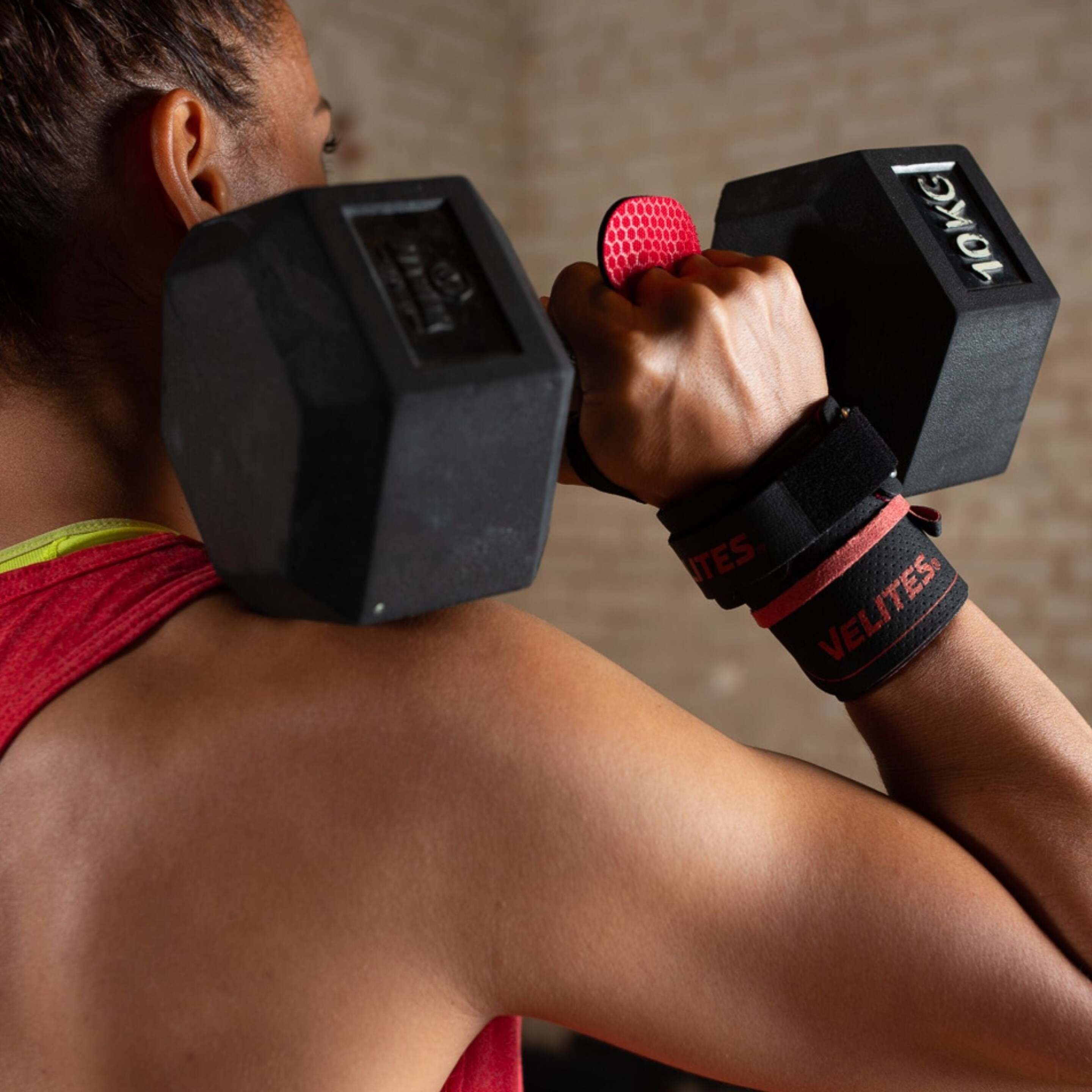 Muñequeras Antideslizante De Cuero Sintético - Crossfit, Gimnasio O Halterofilia (rojo Y Negro)