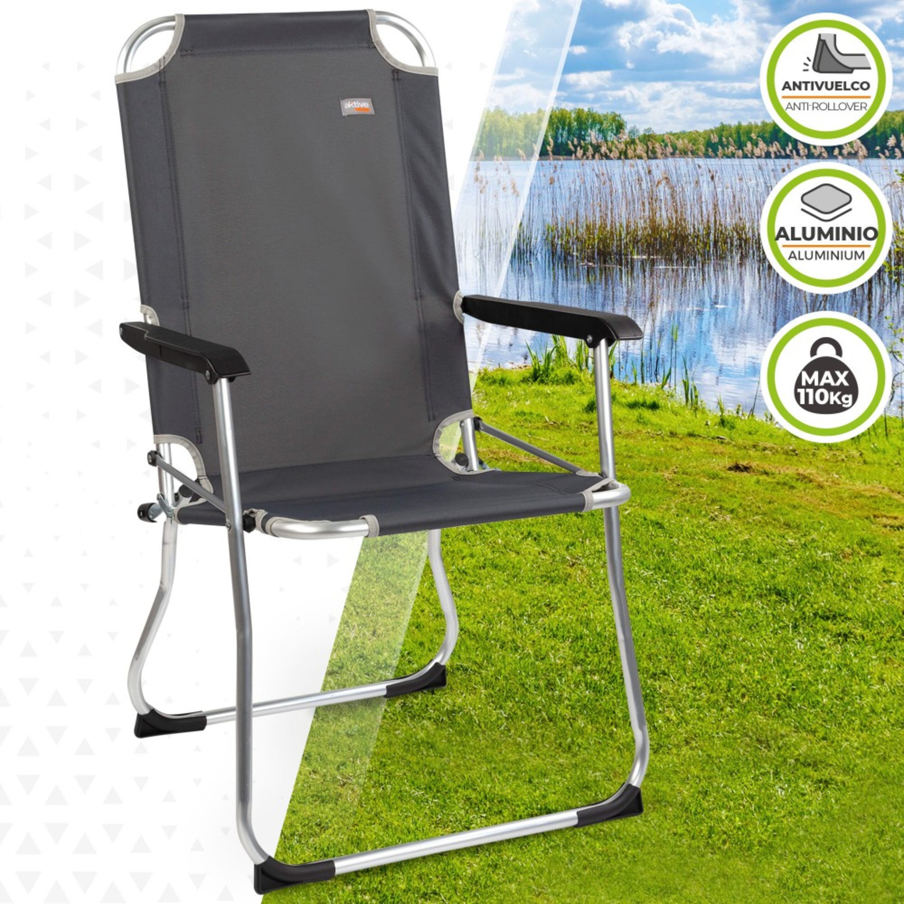 Silla Plegable De Aluminio Fija Aktive Camping