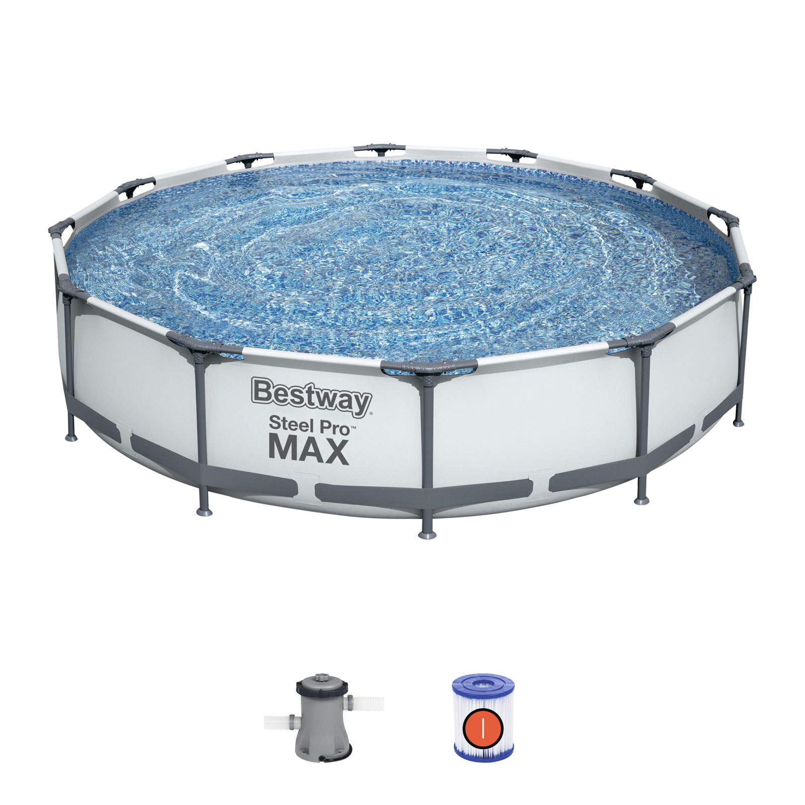 Piscina Desmontable Tubular Bestway Steel Pro Max 366x76 Cm Con Depuradora Cartucho 1.249 L/h