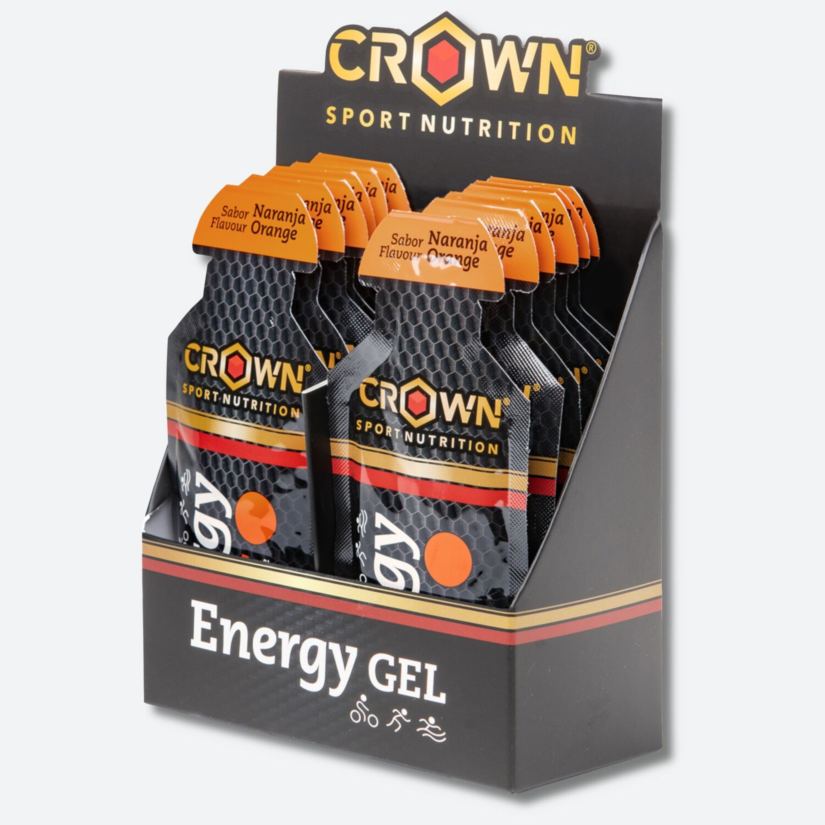 Pacote De 12 Géis De Energia De 40g Crown Sport Nutrition Laranja