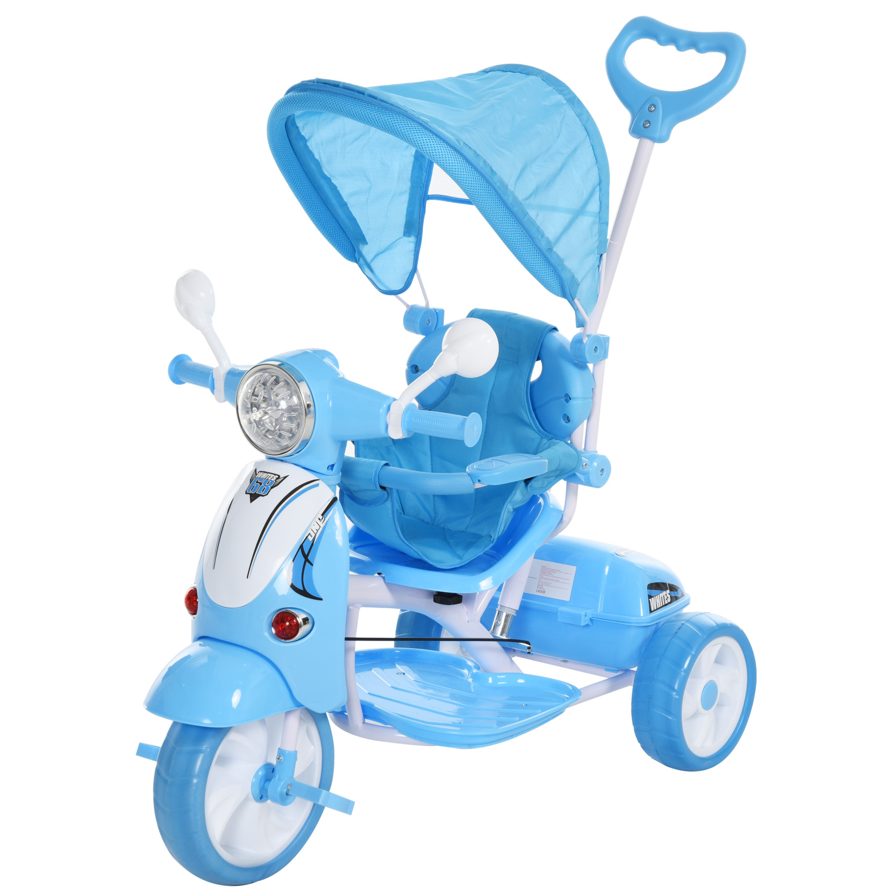 Homcom Triciclo Para Niños Mayores De 3 Años Plegable Con Luz Y Música 102x48x96 Cm Azul