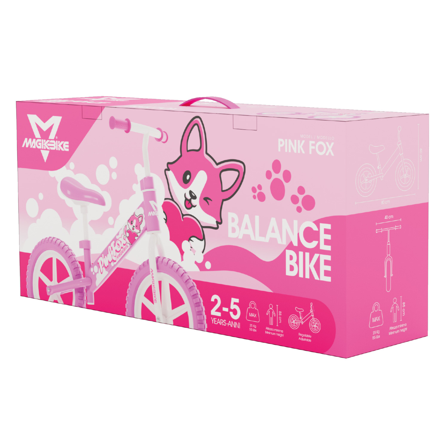 Bicicleta Equilibrio 12 Pulgadas Pink Fox 2-5 Años