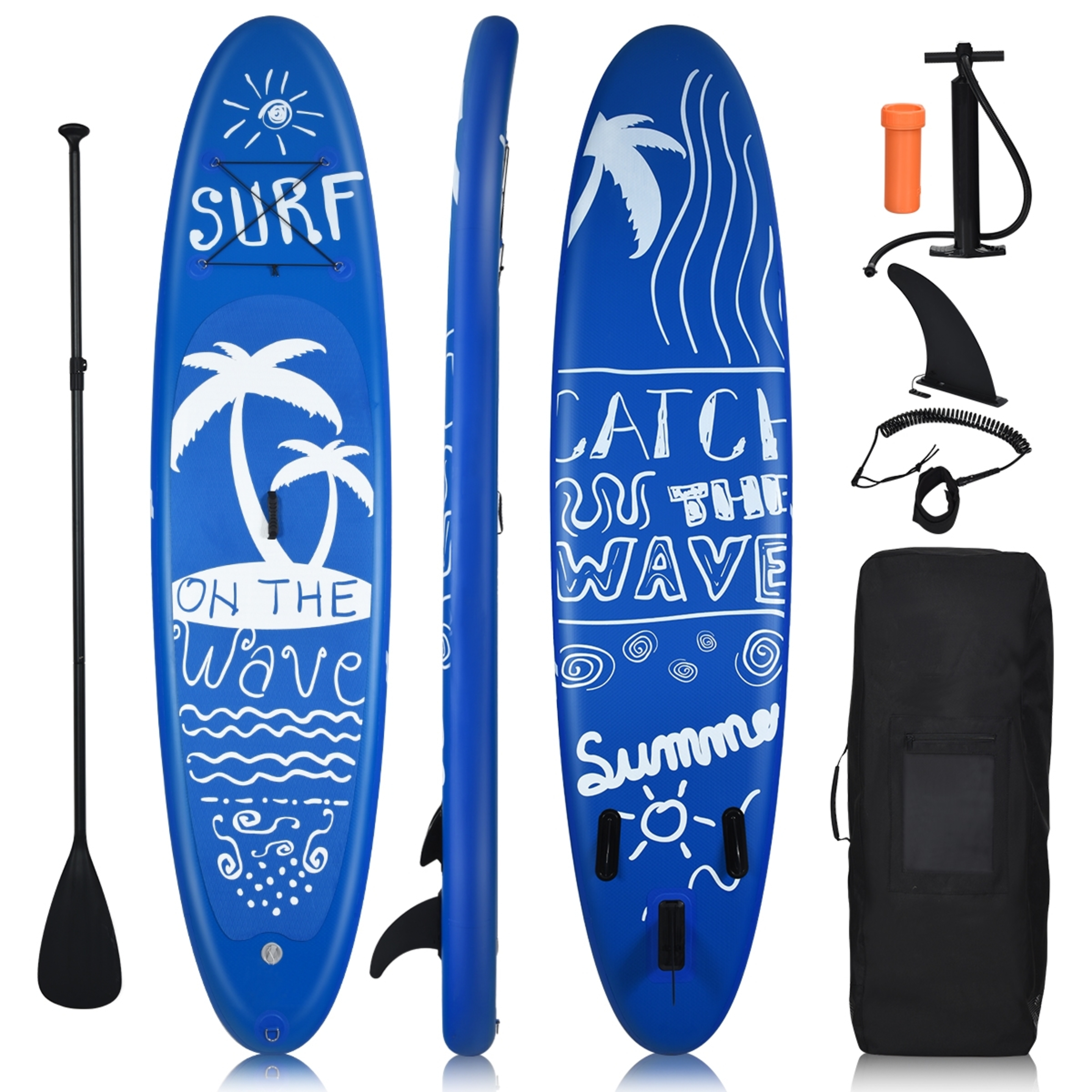 Tabla De Paddleboard Inflable Costway Con Paleta Ajustable 297 Cm - Azul - Tabla De Surf  MKP