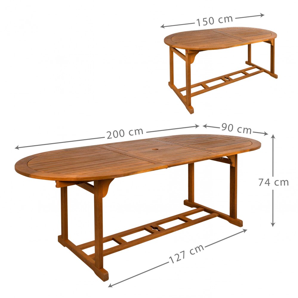 Mesa Oval Extensível Em Jardim Ativo De Madeira De Acácia