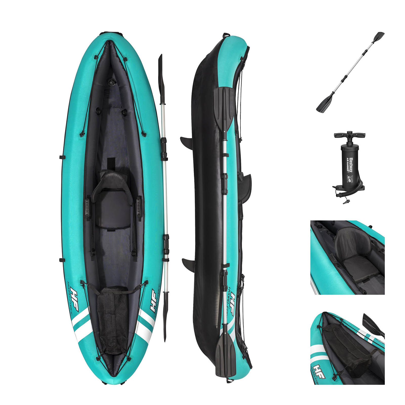 Kayak Hinchable Bestway Hydro-force Ventura 280x86 Cm 1 Persona Con Inflador Y Remo - azul - 