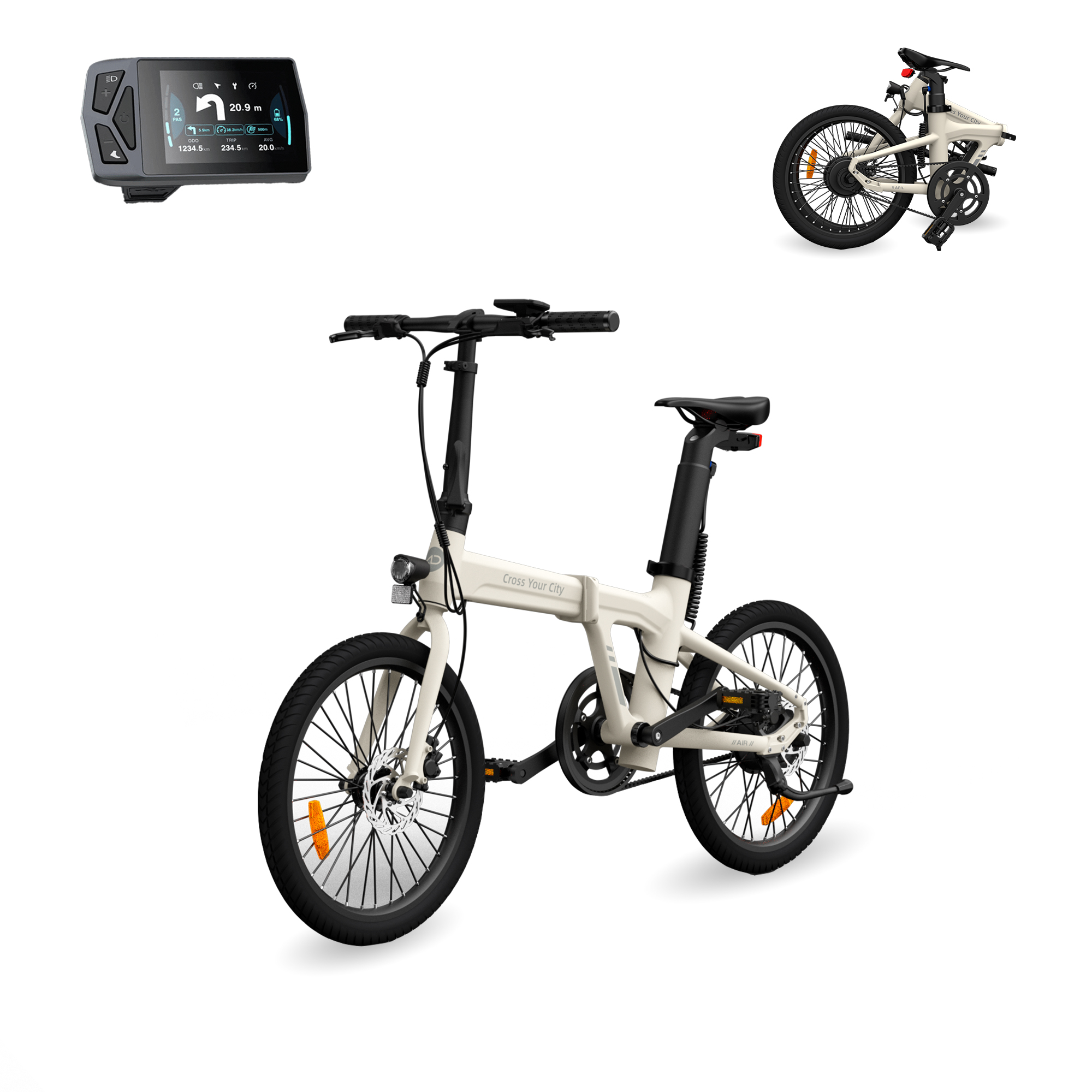 Bicicleta Elétrica Dobrável Ado A20 Air Branco - Autonomia até 100km | Sport Zone MKP