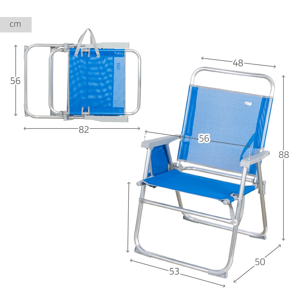 Cadeira De Praia Dobrável Fixa Azul Aktive Beach | Sport Zone MKP