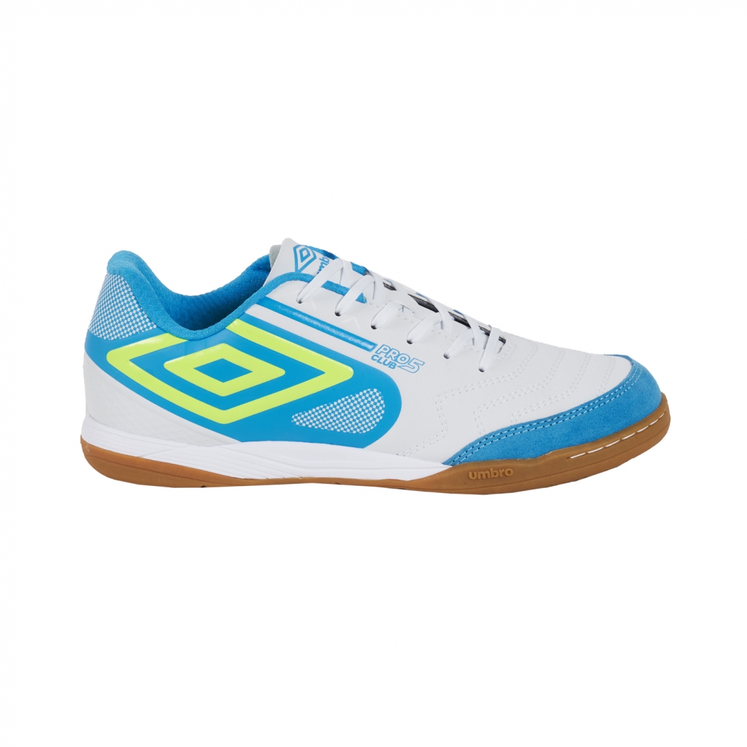 Chuteira De Futsal Umbro Club 5 Bump. - blanco-azul-claro - 