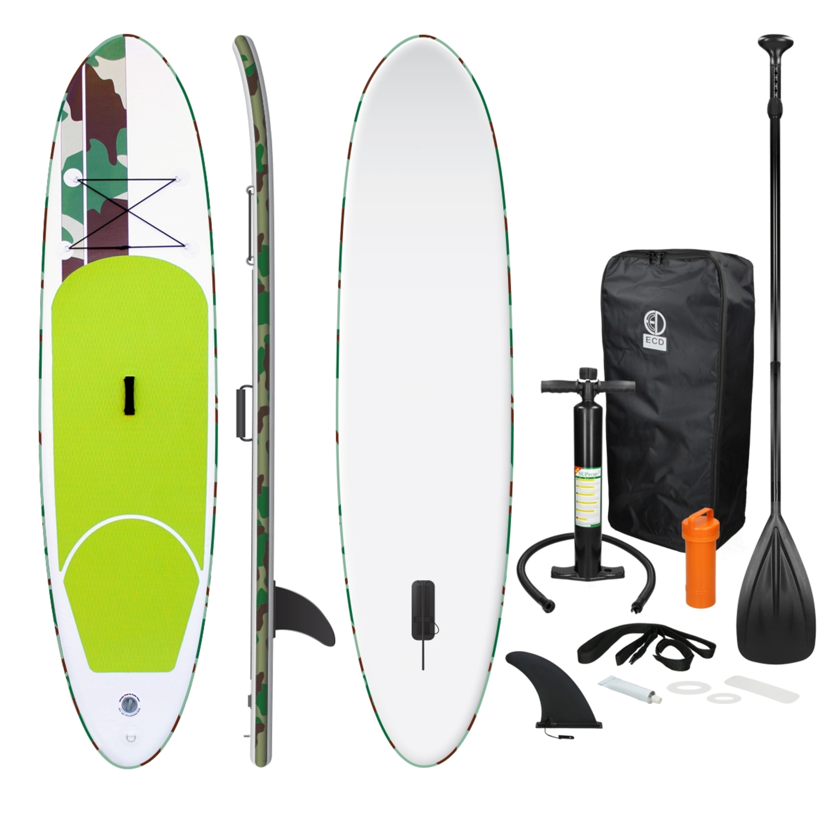 Sup Board Stand Up Paddle Surf-board Insuflável Incluindo O Remo 308x76x10 Cm Verde