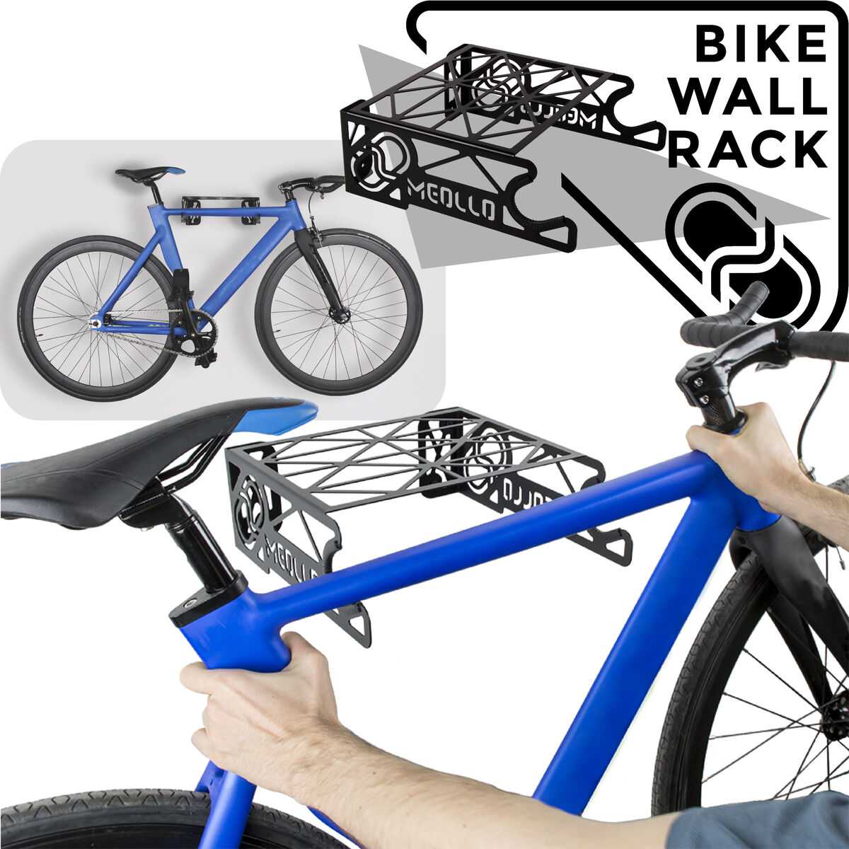 Soporte De Pared Para Bicicleta Meollo Acero Al Carbono 30 X 30 X 10 Cm (1 Unidad) - Soporte De Pared Para Bicicleta  MKP