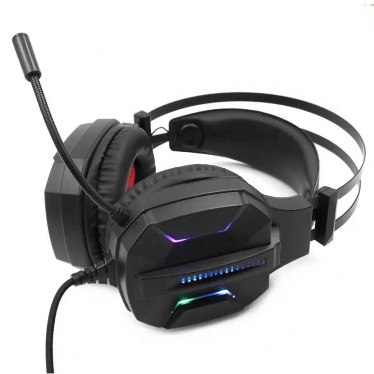 Auriculares Casco Gaming Smartek Estéreo Con Cable Micrófono Y Luz Led - Negro  MKP