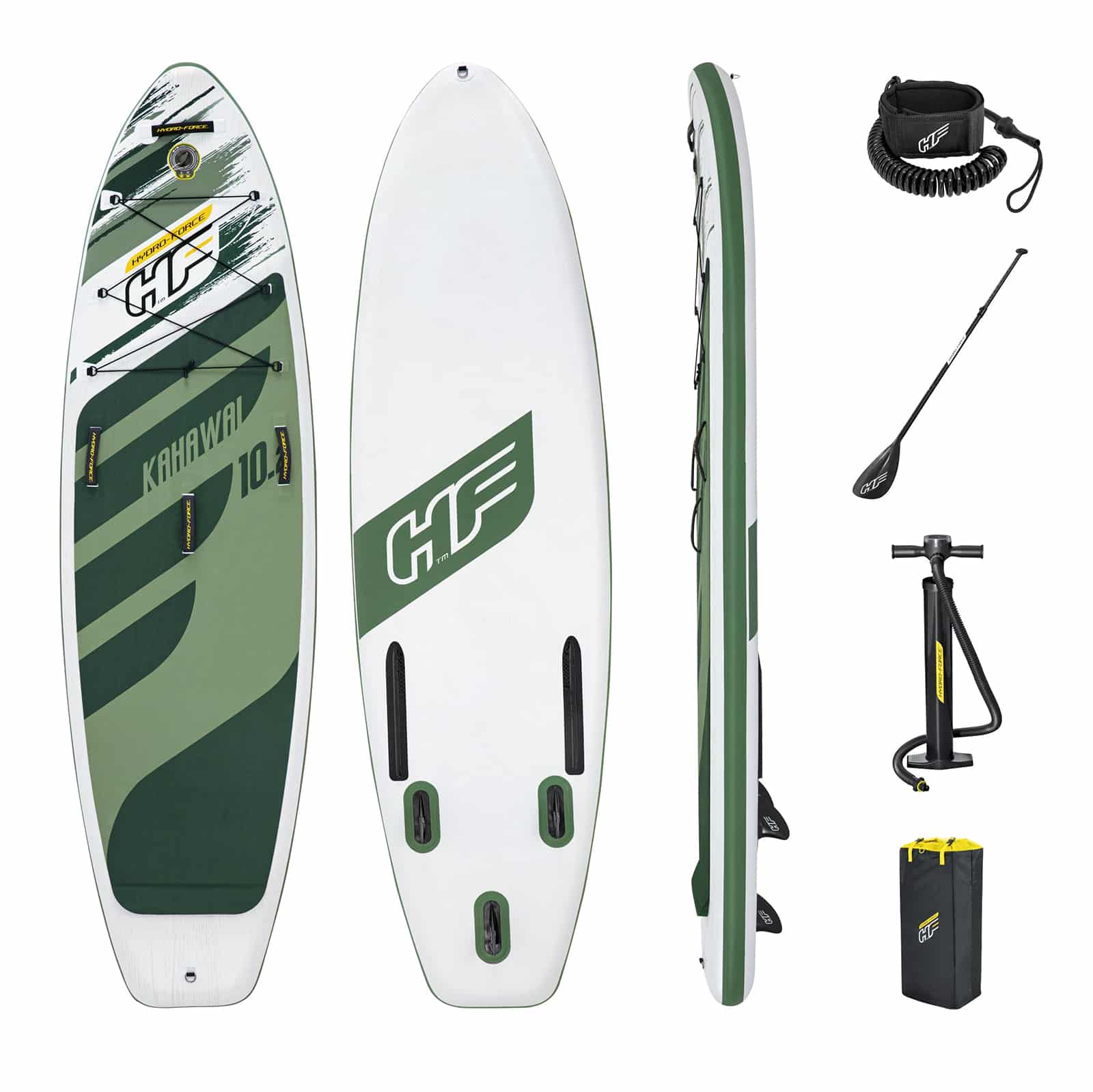 Tabla Paddle Surf Hinchable Bestway Hydro-force Kahawai 310x86x15 Cm Con Remo, Bomba Y Bolsa - verde - 