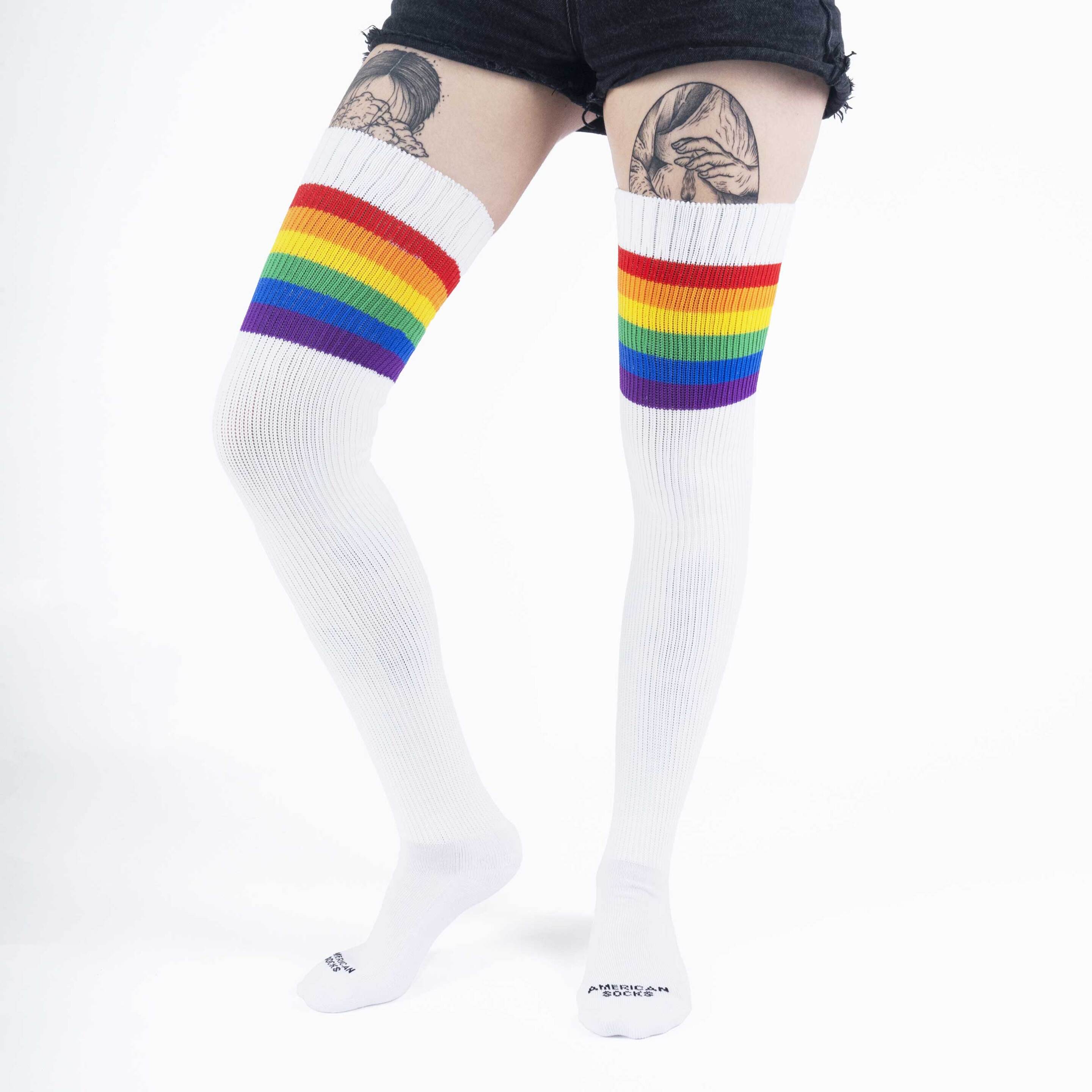 Calcetines American Socks Rainbow Pride Ultra High - Blanco - Calcetines Técnicos De Deporte  MKP