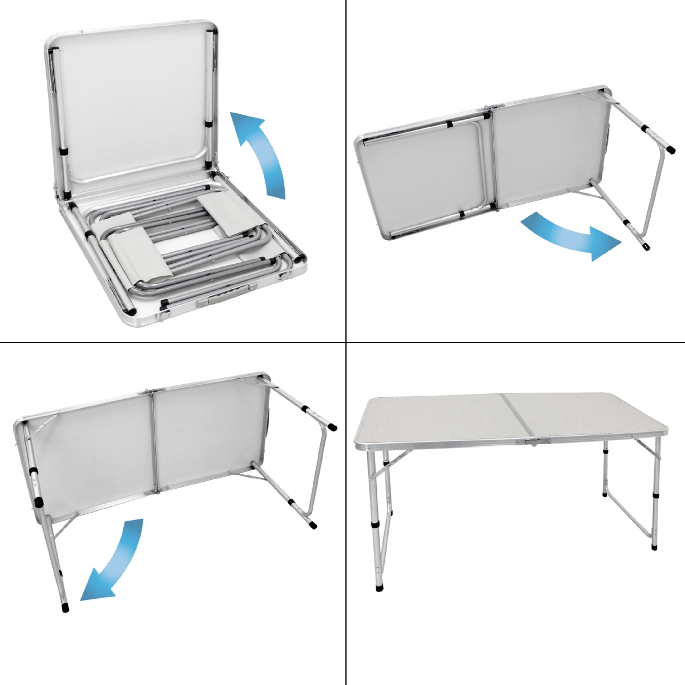 Mesa Dobrável De Alumínio Com 4 Cadeiras Para Piquenique De Campismo 120cm Branco/cor Creme