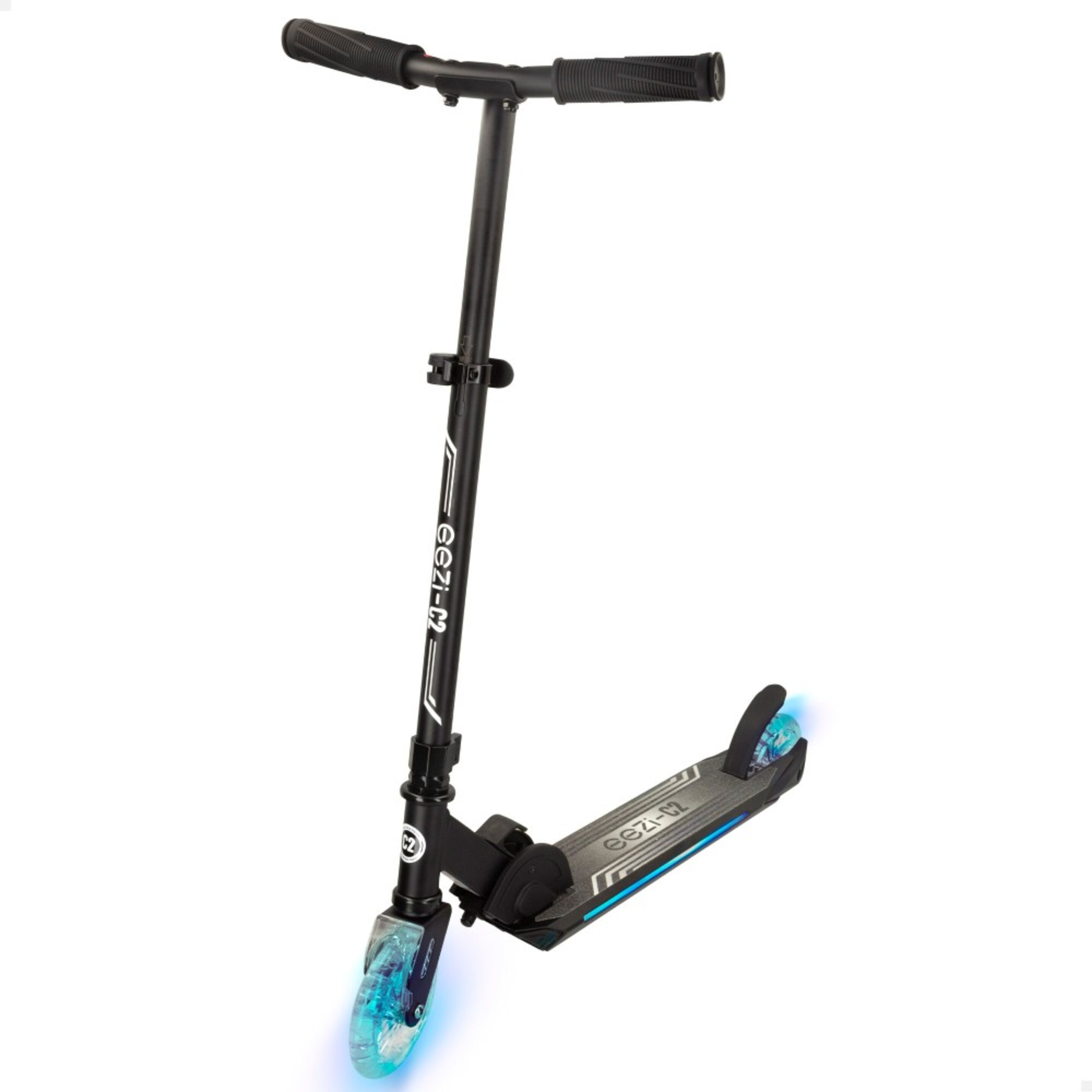 Scooter De 2 Rodas Preto Dobrável C/luzes Personalizáveis Eezi - Preto/Azul | Sport Zone MKP