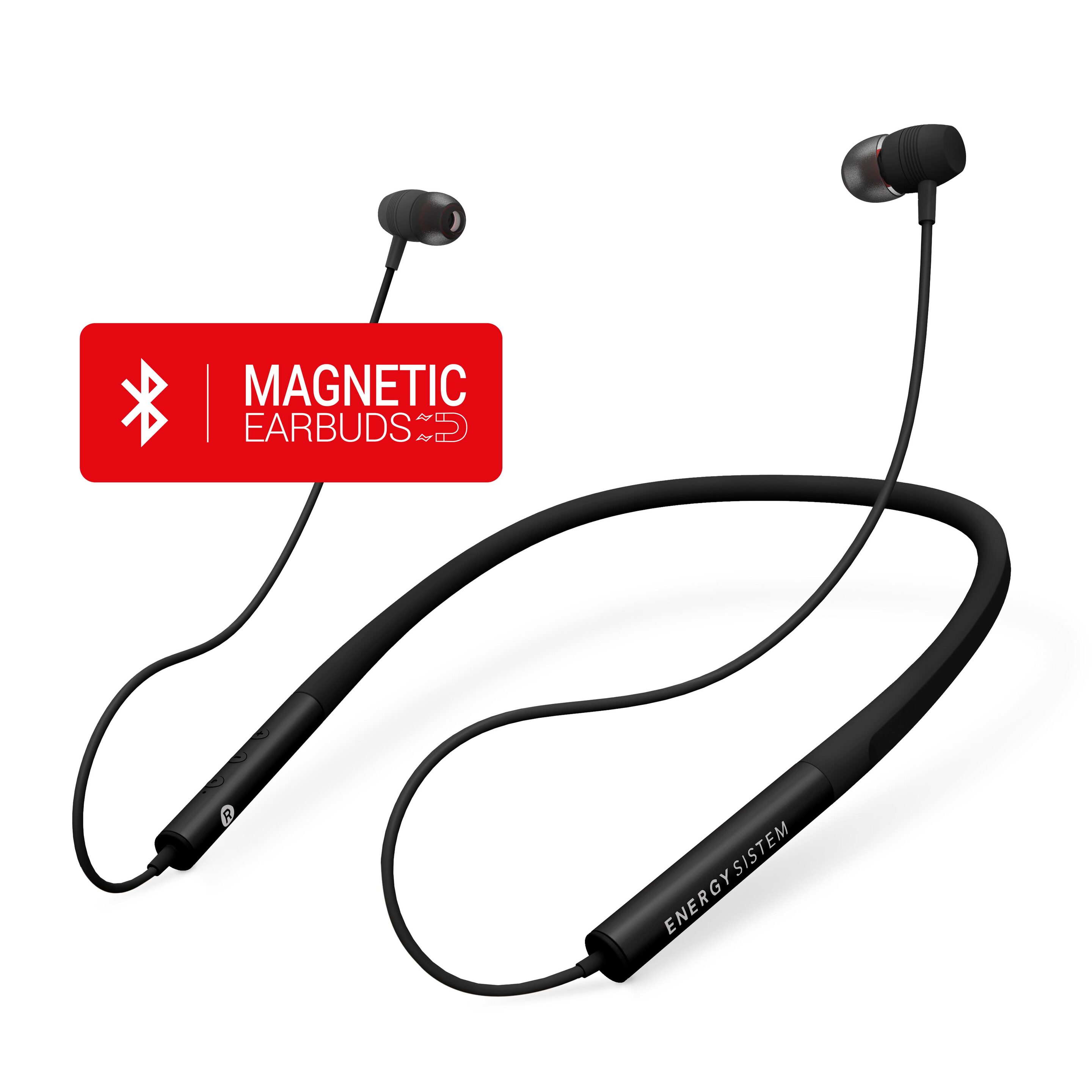 Energy  Sistem Auriculares Earphones Neckband 3 Bluetooth Black (neckband, Magnet Earbuds)