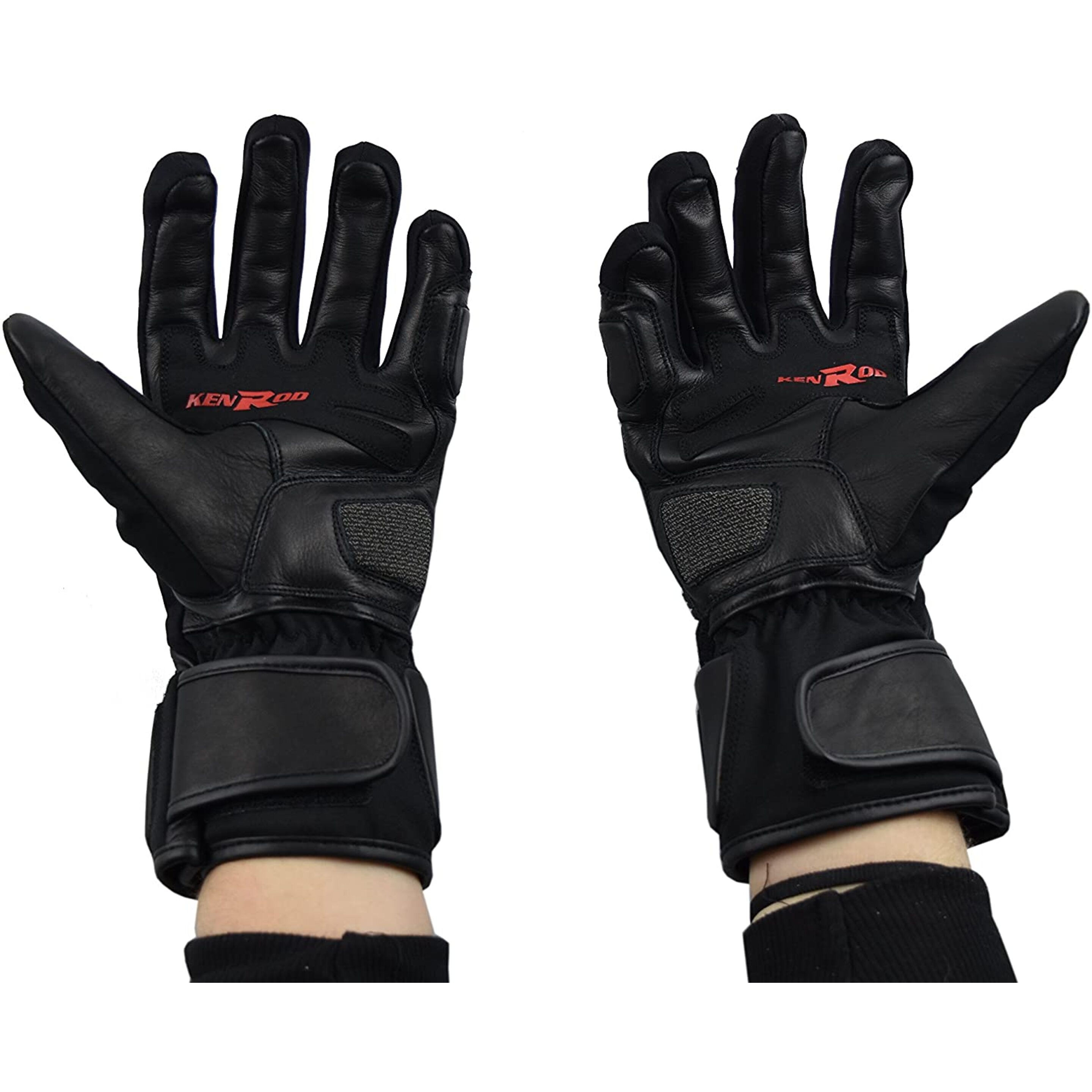 Kenrod Guantes Piel Para Motocicleta Con Protecciones Guantes Para Motorista Color Negro Talla L