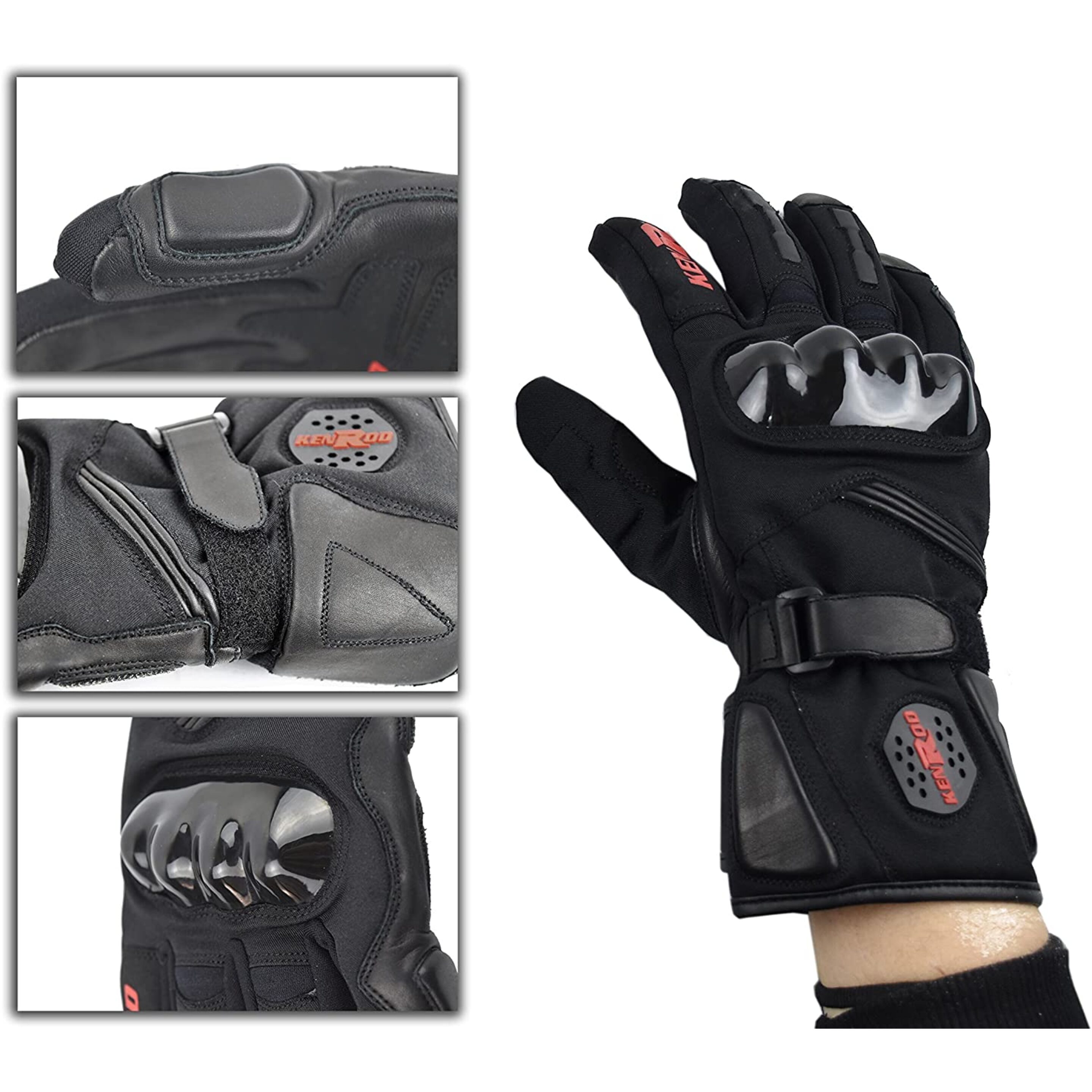 Kenrod Guantes Piel Para Motocicleta Con Protecciones Guantes Para Motorista Color Negro Talla M